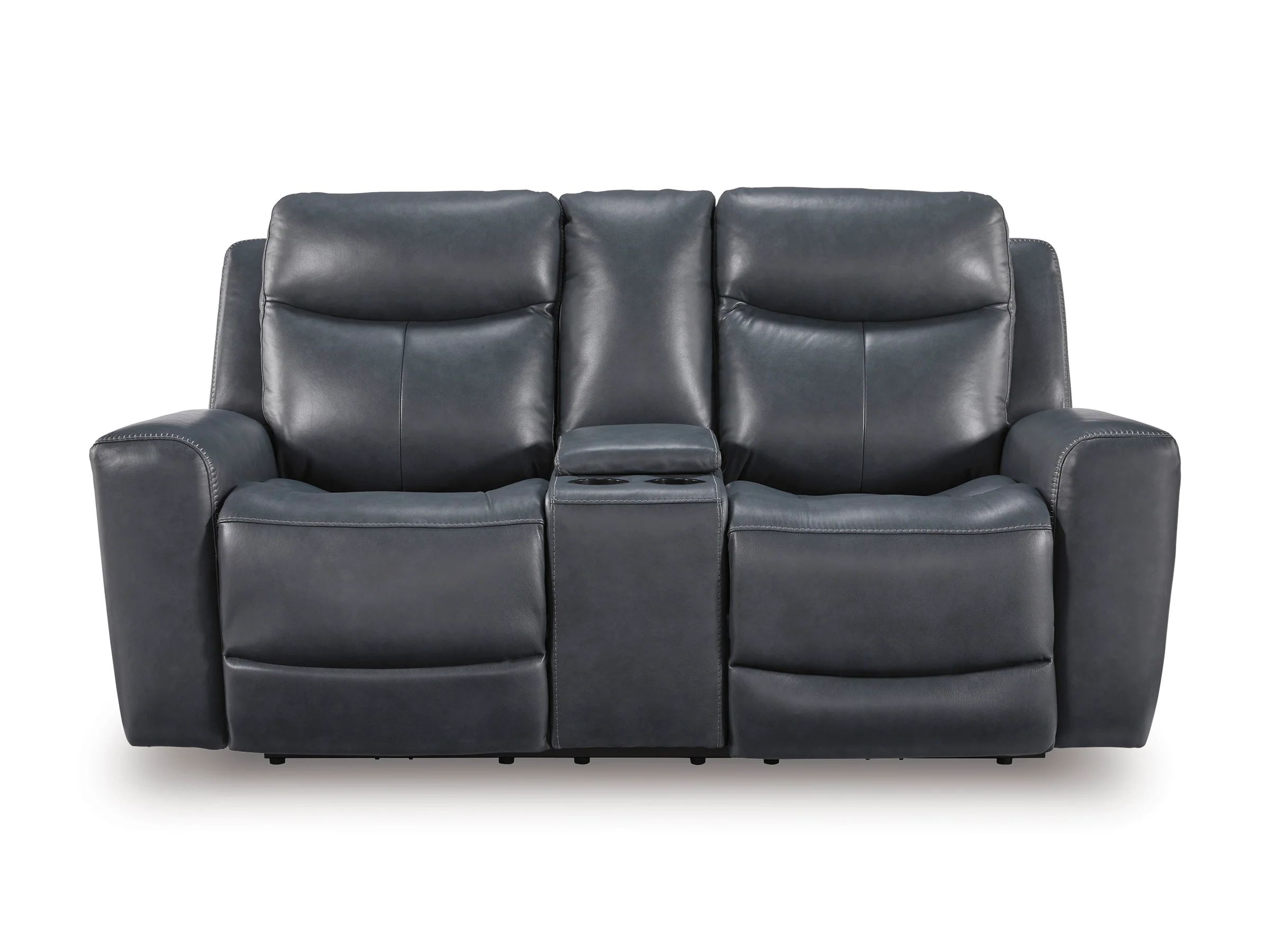 Momentum Moves Leather Power Reclining Console Loveseat with Adjustable Headrest