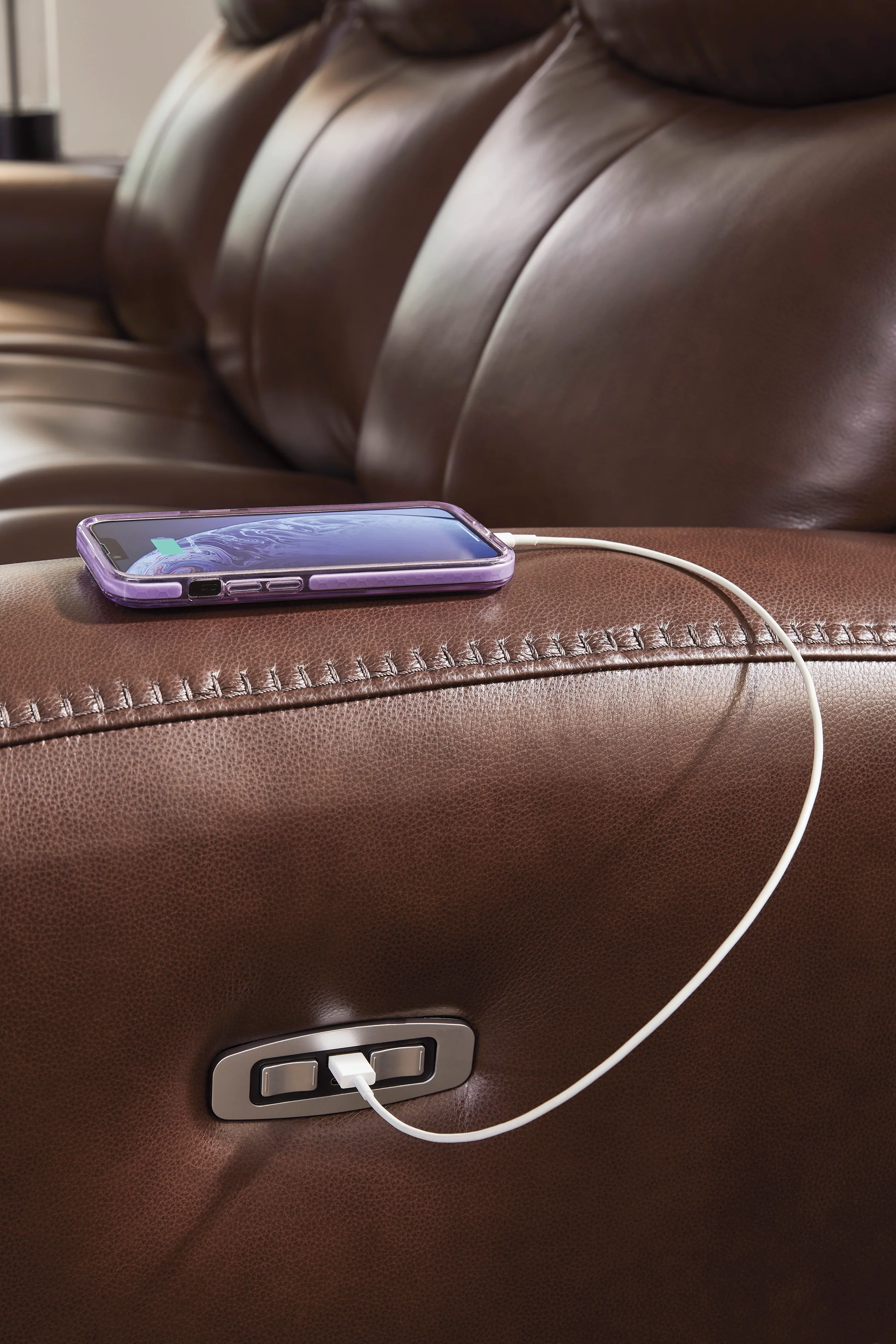 Momentum Moves Leather Power Reclining Console Loveseat with Adjustable Headrest - Image 16
