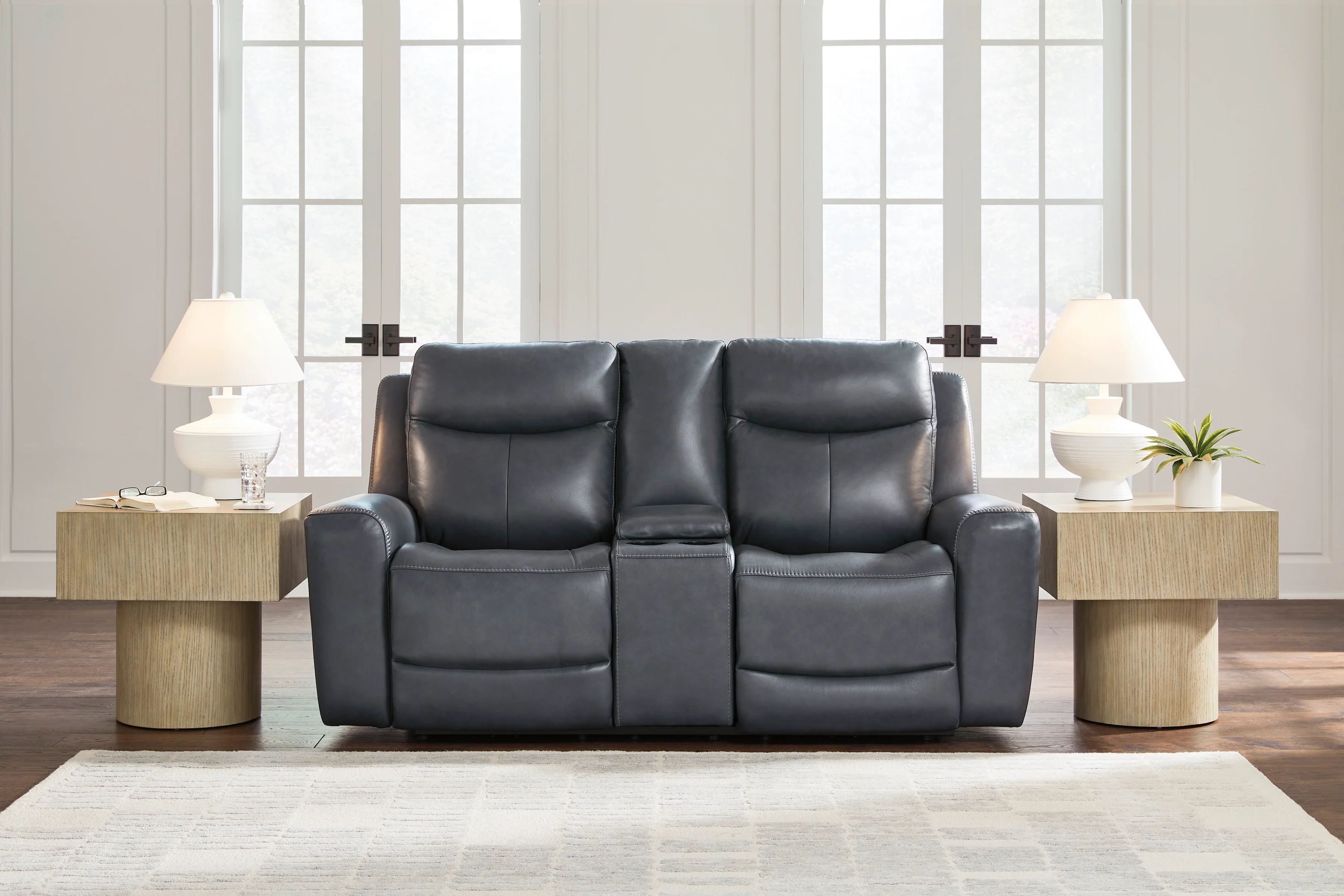 Momentum Moves Leather Power Reclining Console Loveseat with Adjustable Headrest - Image 2