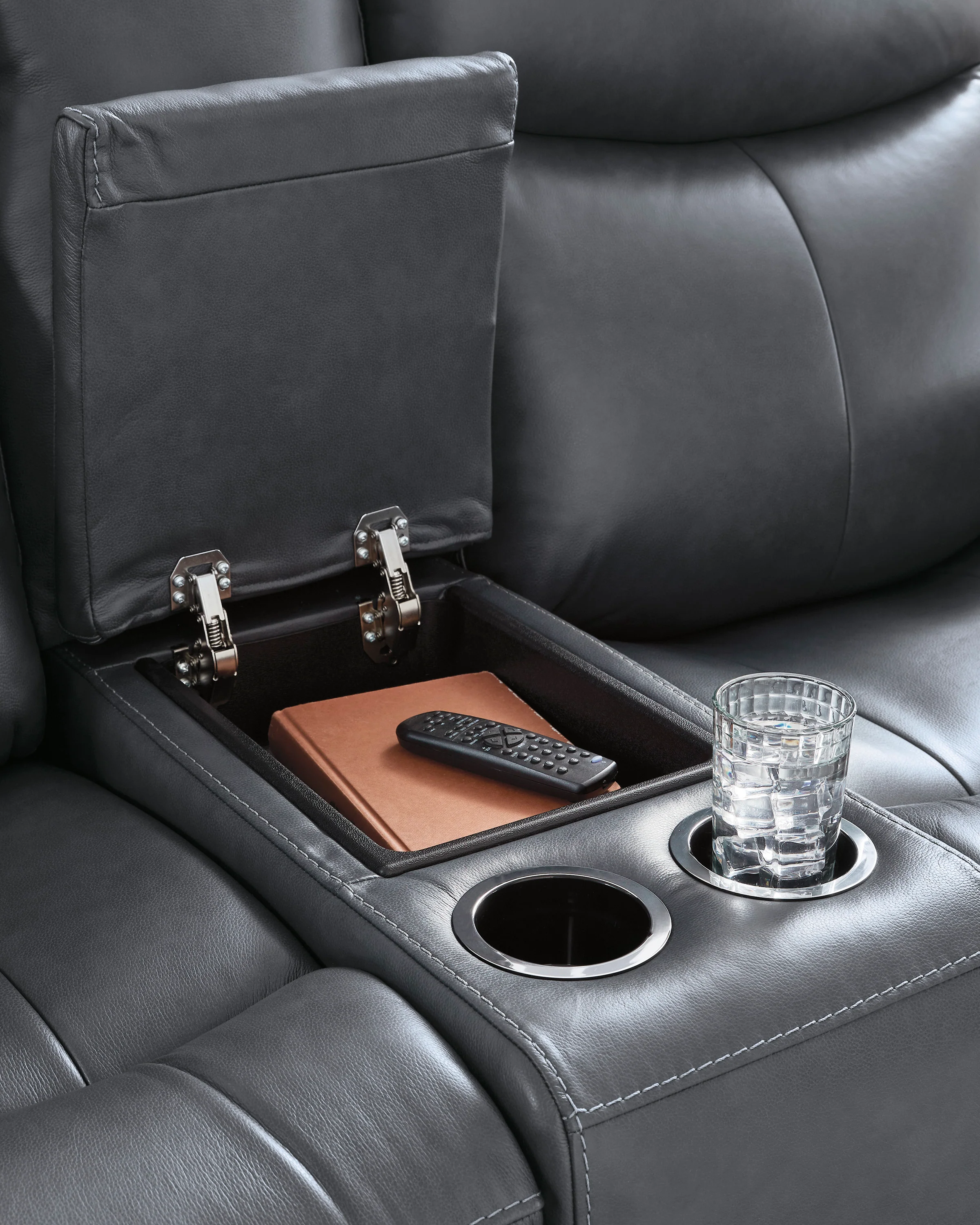 Momentum Moves Leather Power Reclining Console Loveseat with Adjustable Headrest - Image 5