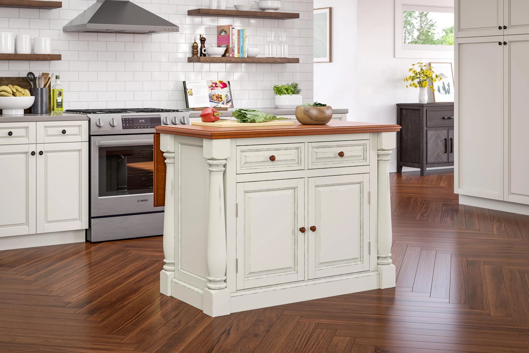 Monarch Kitchen Wood Top Island - Image 5
