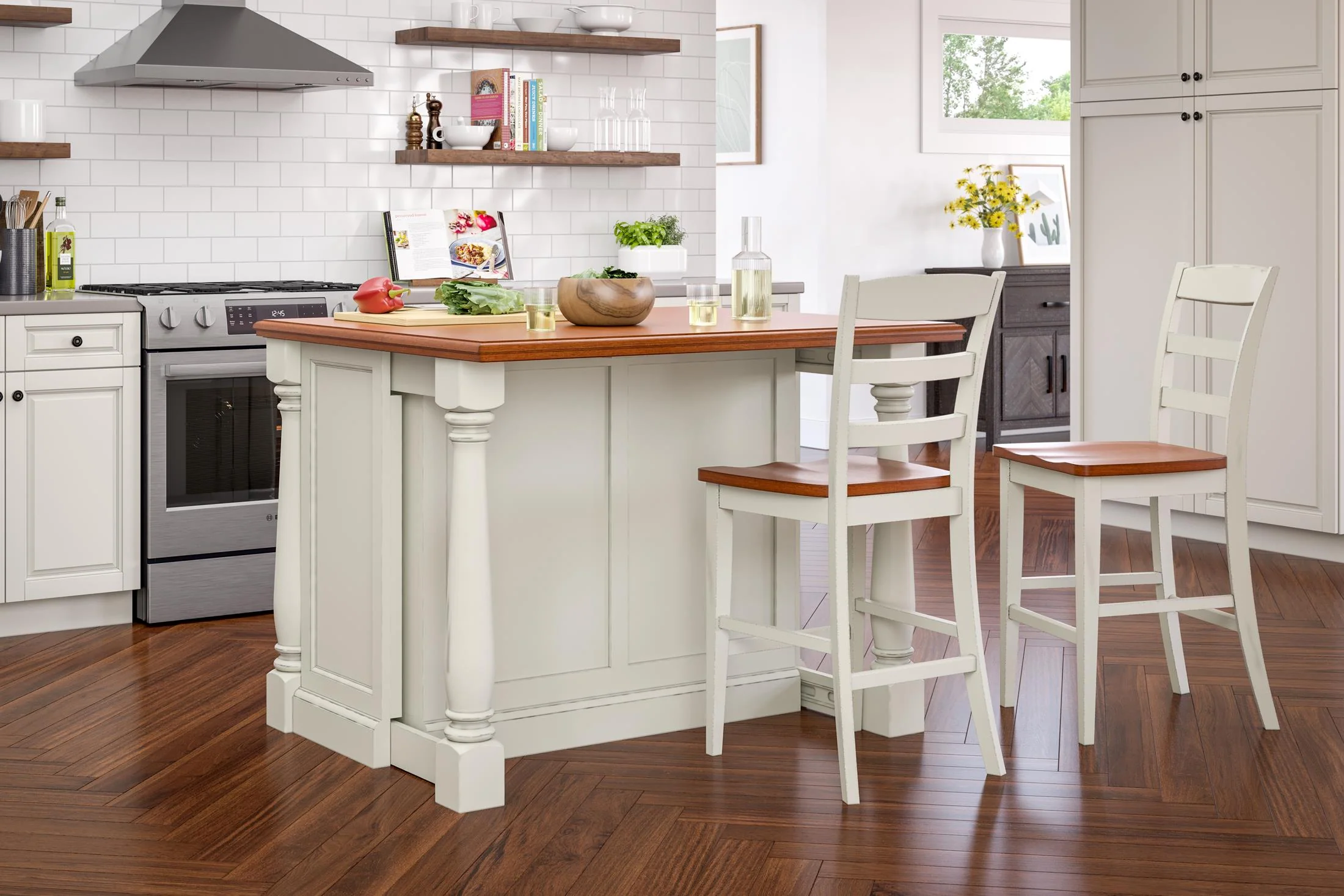 Monarch Wood Top Kitchen Island Set - Image 3