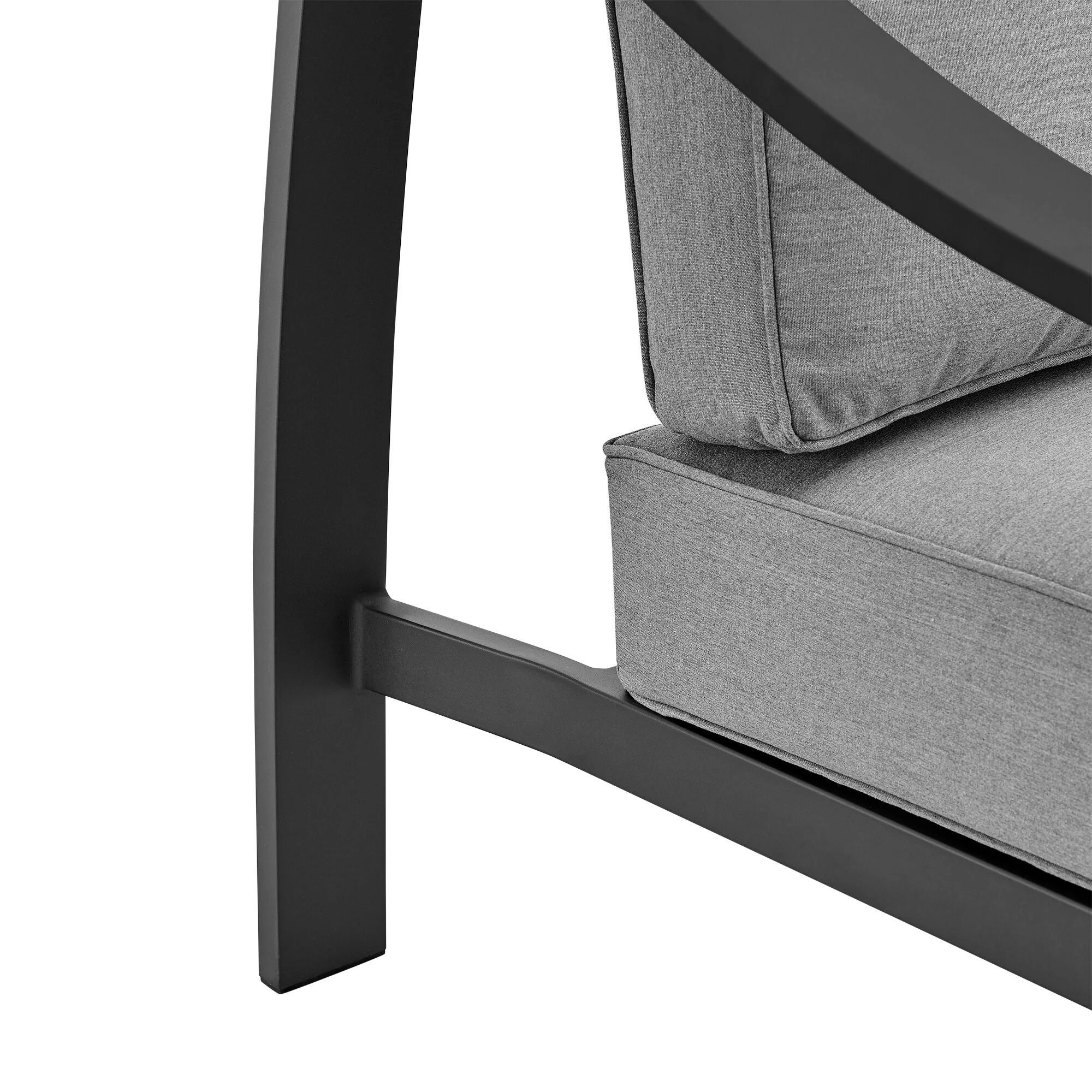 Mongo 4 Piece Outdoor Patio Furniture Set in Black Aluminum with Gray Cushions - Image 11