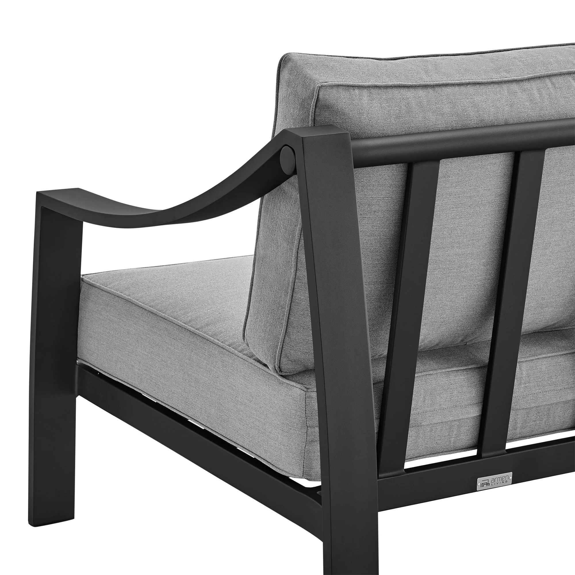 Mongo 4 Piece Outdoor Patio Furniture Set in Black Aluminum with Gray Cushions - Image 2
