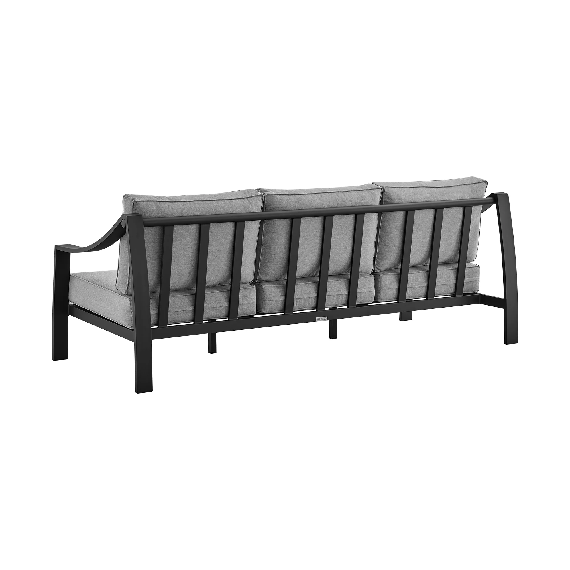 Mongo 4 Piece Outdoor Patio Furniture Set in Black Aluminum with Gray Cushions - Image 5