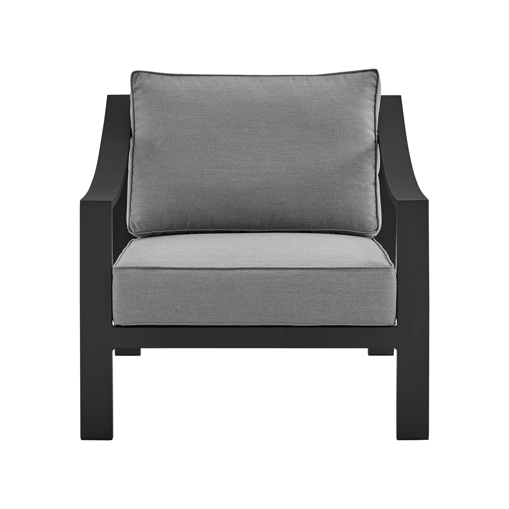 Mongo 4 Piece Outdoor Patio Furniture Set in Black Aluminum with Gray Cushions - Image 6