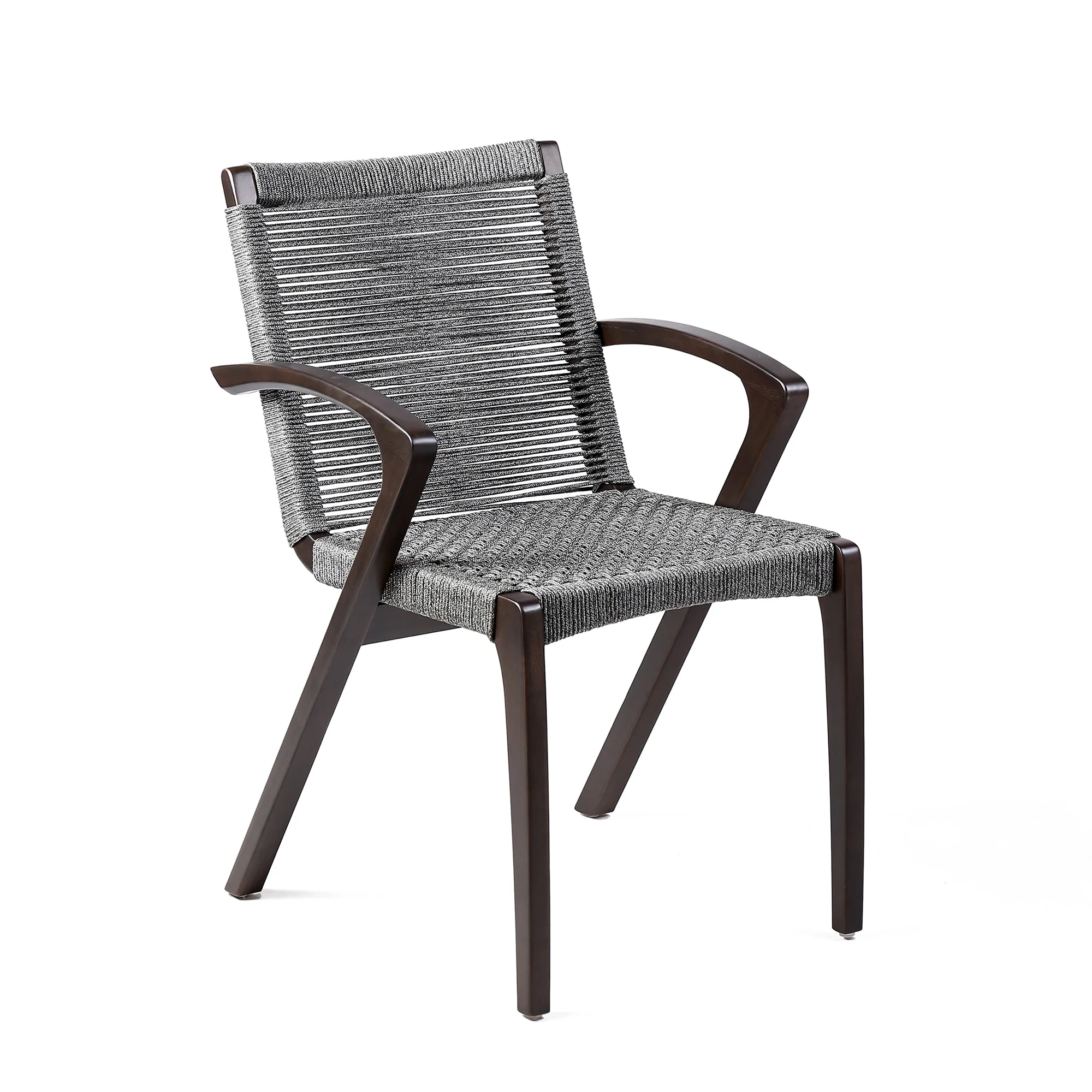 Nabila Outdoor Dark Eucalyptus Wood and Gray Rope Dining Chairs (Set of 2)