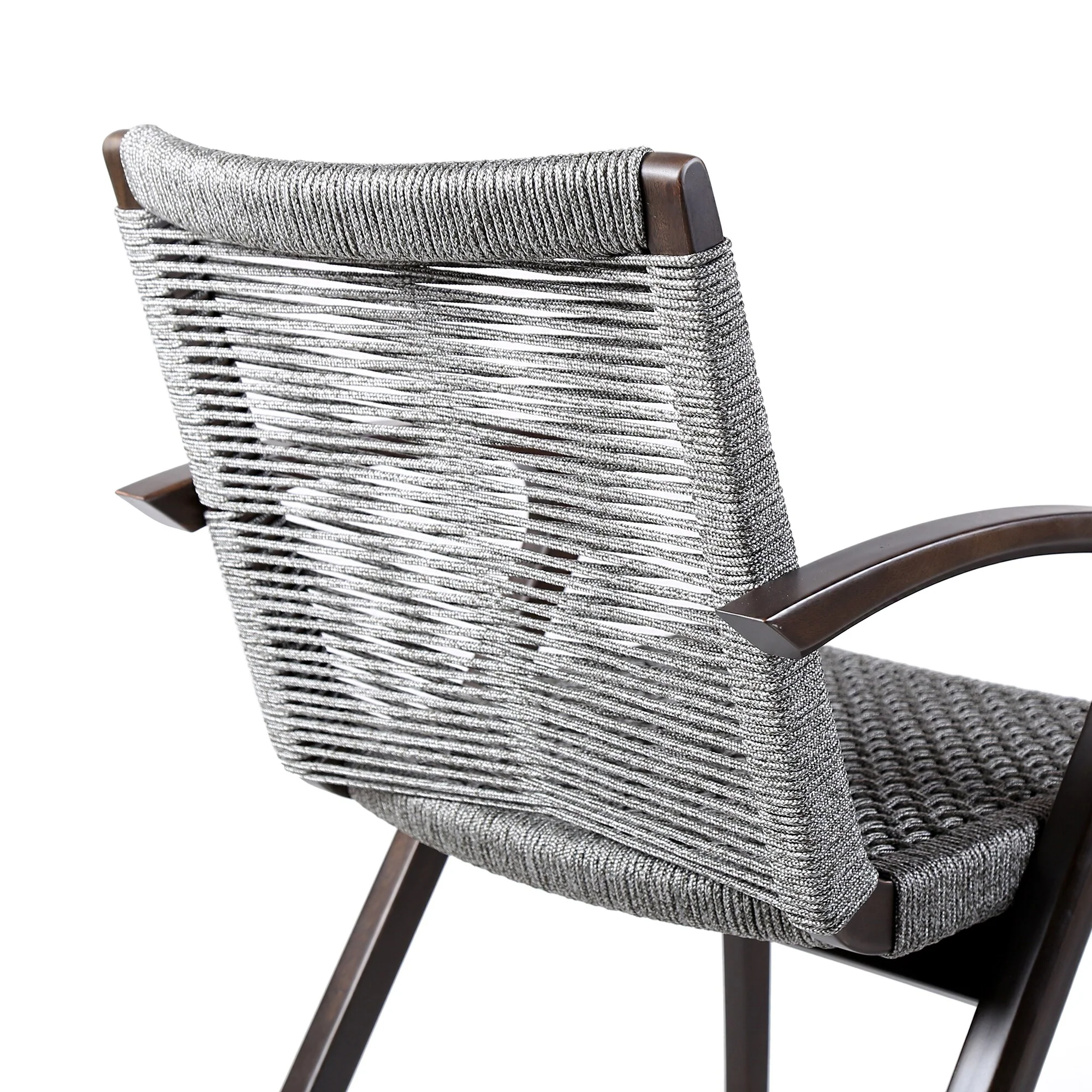 Nabila Outdoor Dark Eucalyptus Wood and Gray Rope Dining Chairs (Set of 2) - Image 6