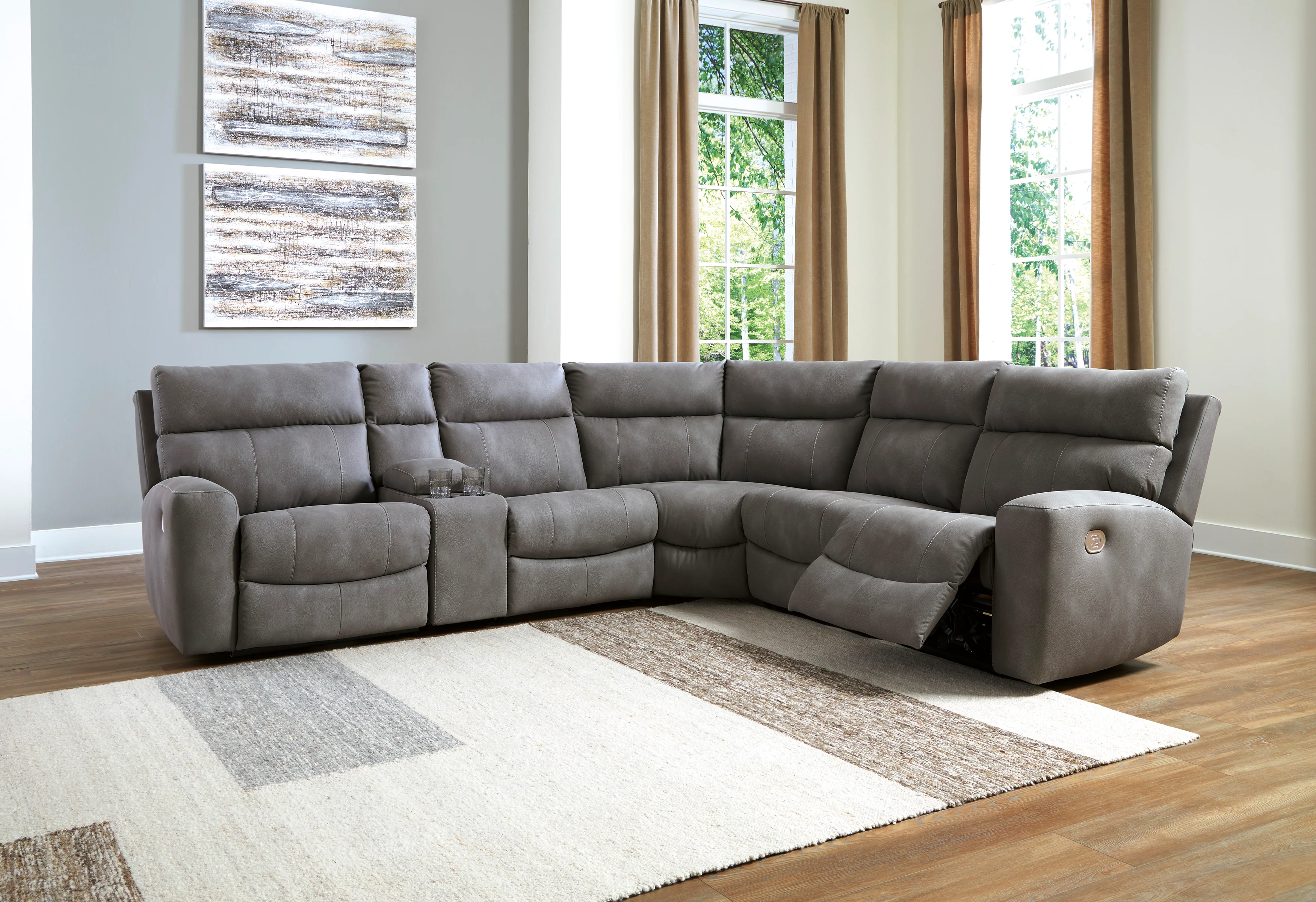Next-Gen DuraPella 6-Piece Power Reclining Console Sectional - Image 6