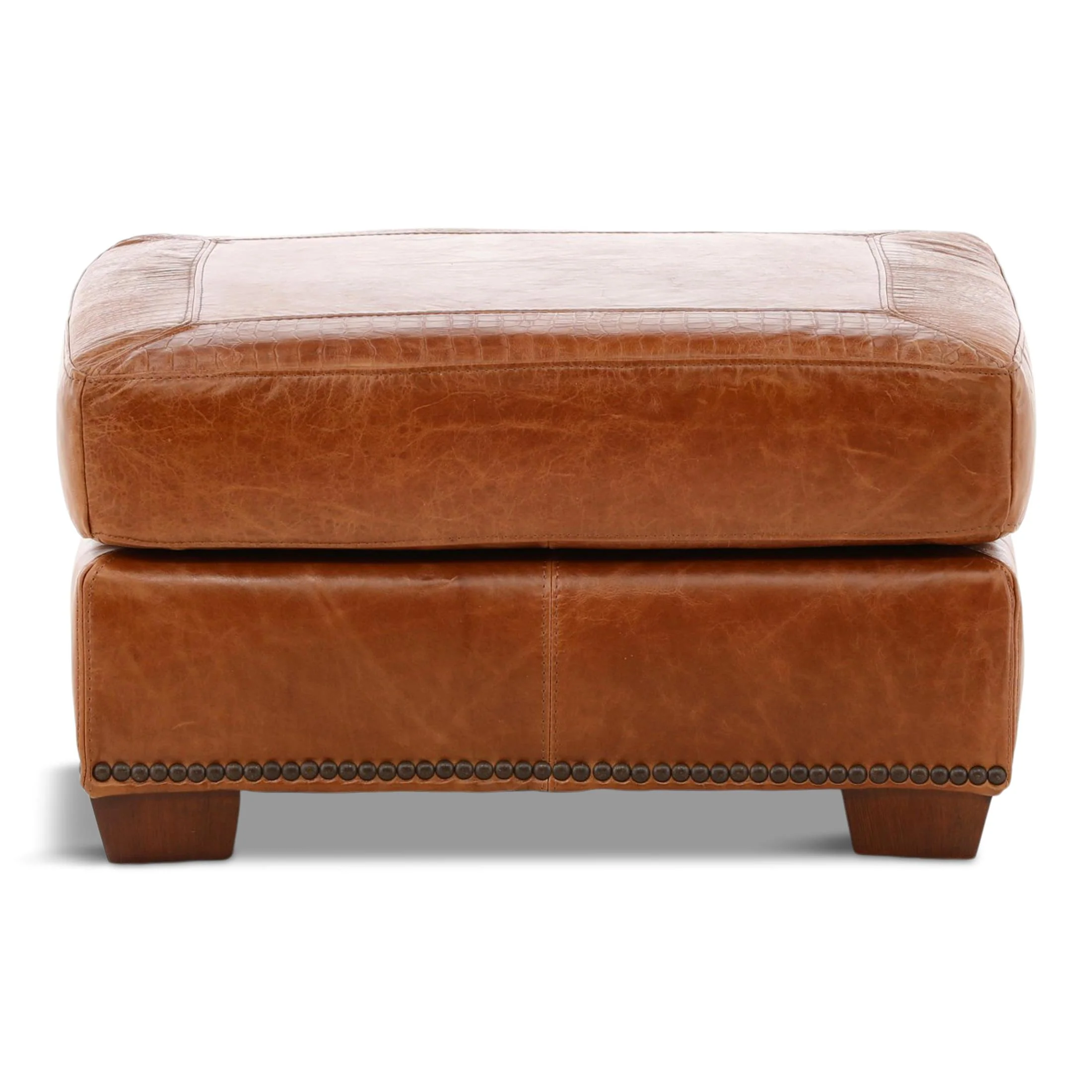 Park Avenue Leather Ottoman - Image 6