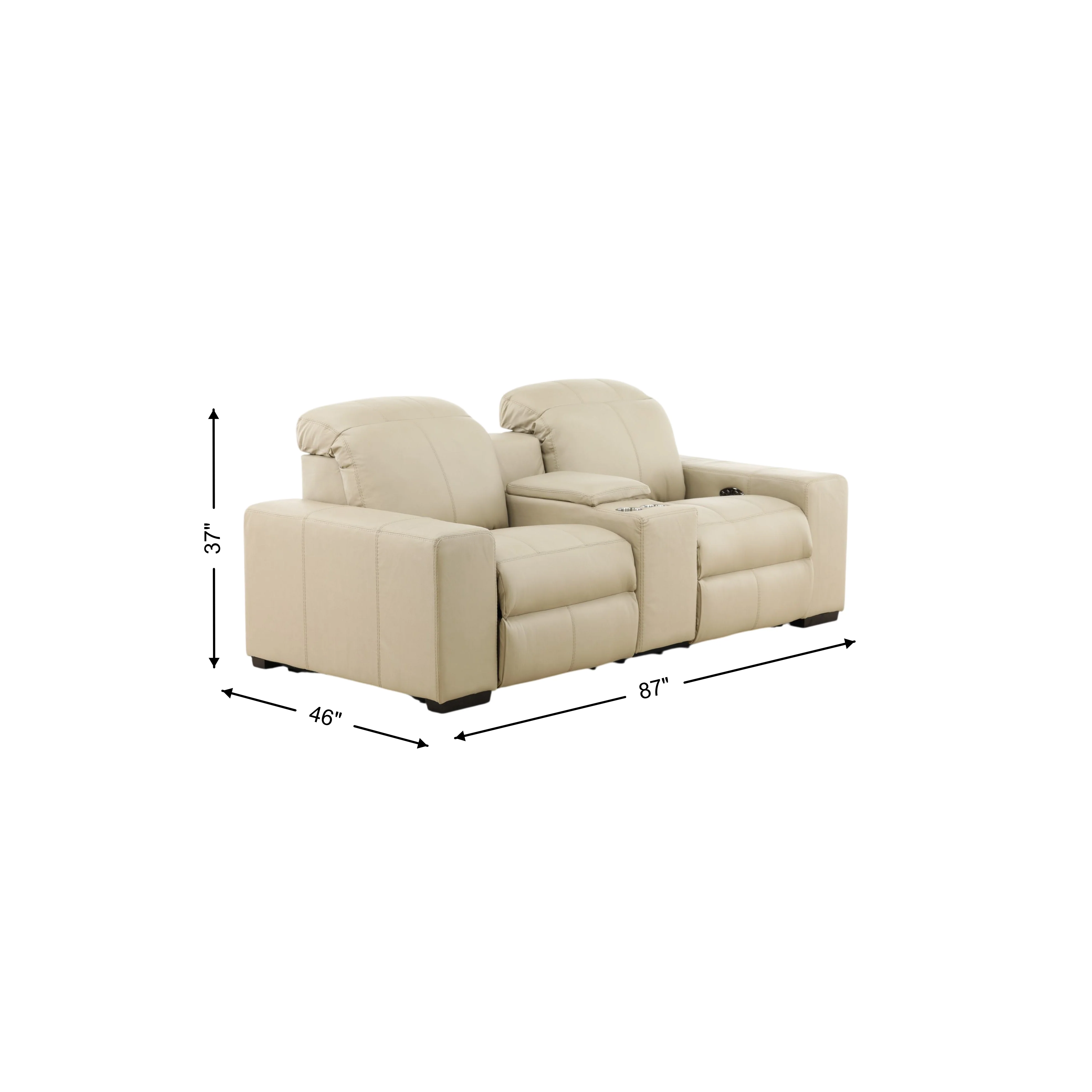 Evren Power Leather Console Loveseat - Image 2