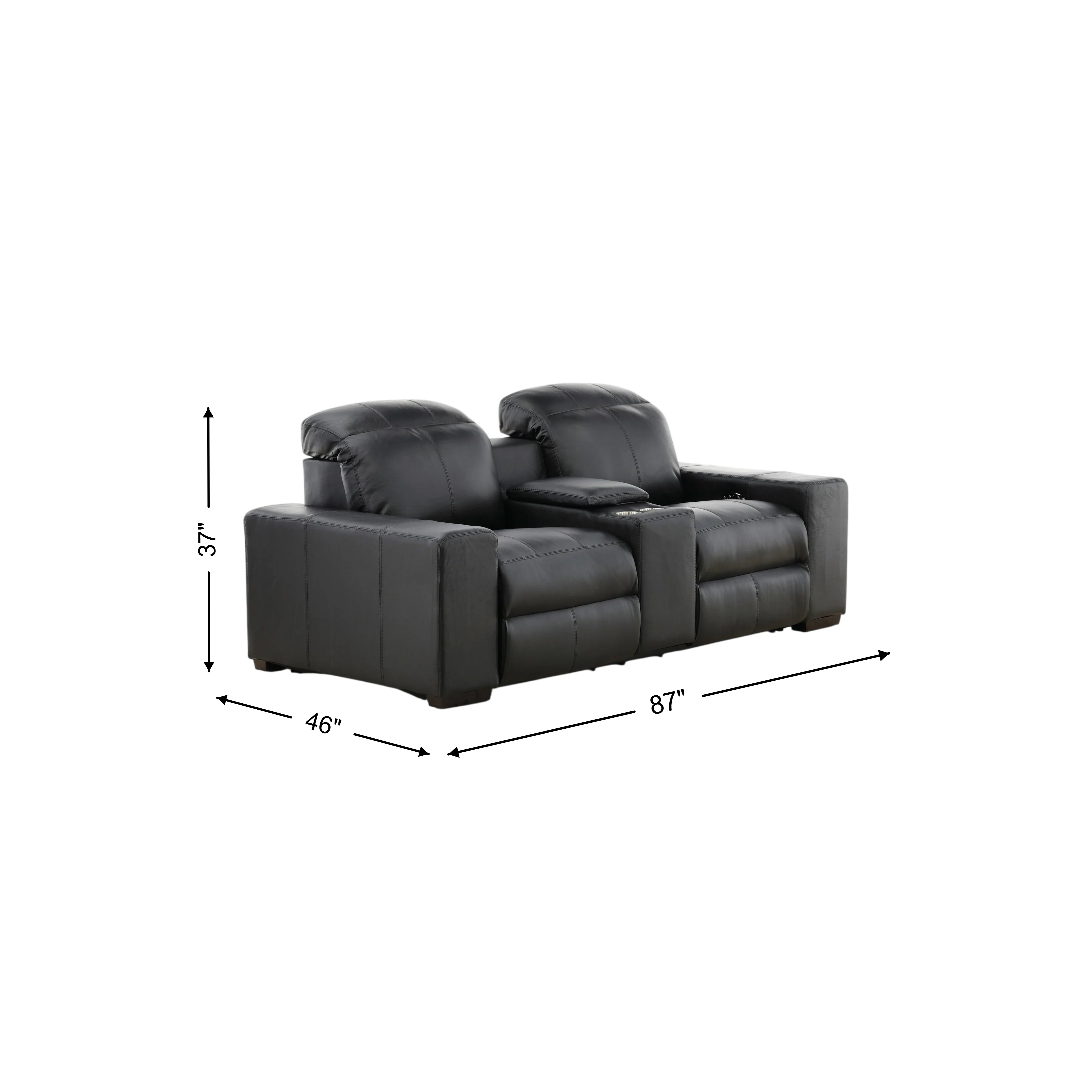 Evren Power Leather Console Loveseat - Image 20