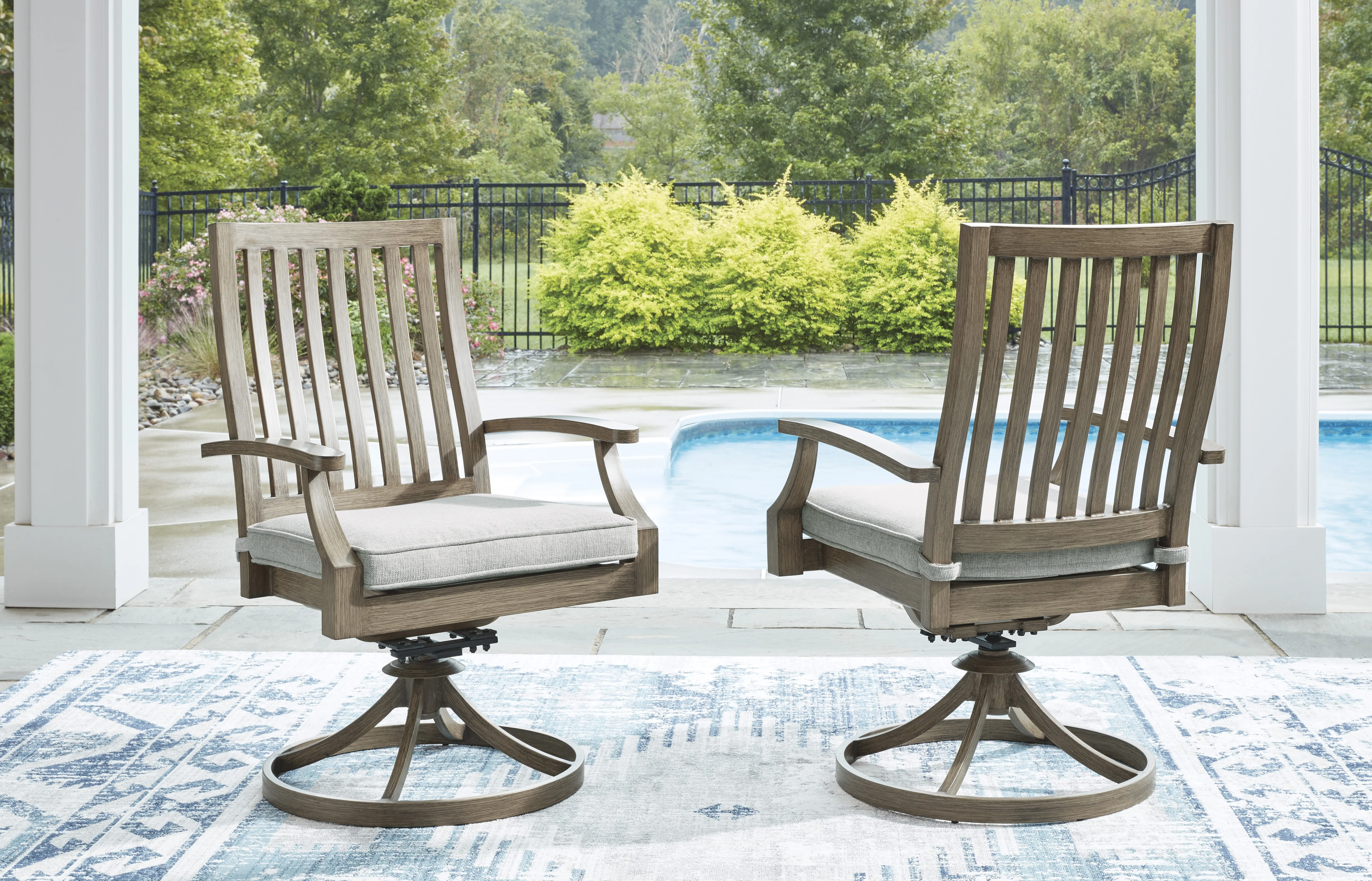 Ashley Rainier Ranch Outdoor Patio Swivel Chair (Set of 2) - Image 2