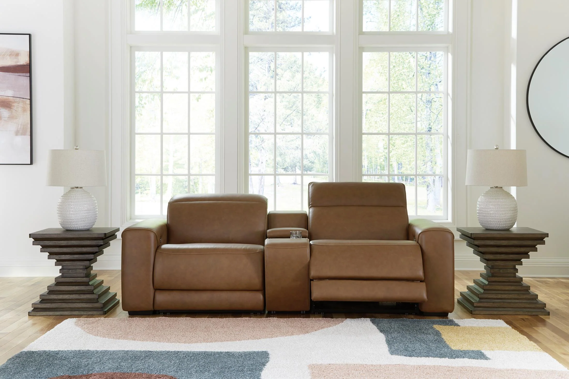 Rally-Up 2-Piece Leather Power Reclining Sectional Console Loveseat - Image 2