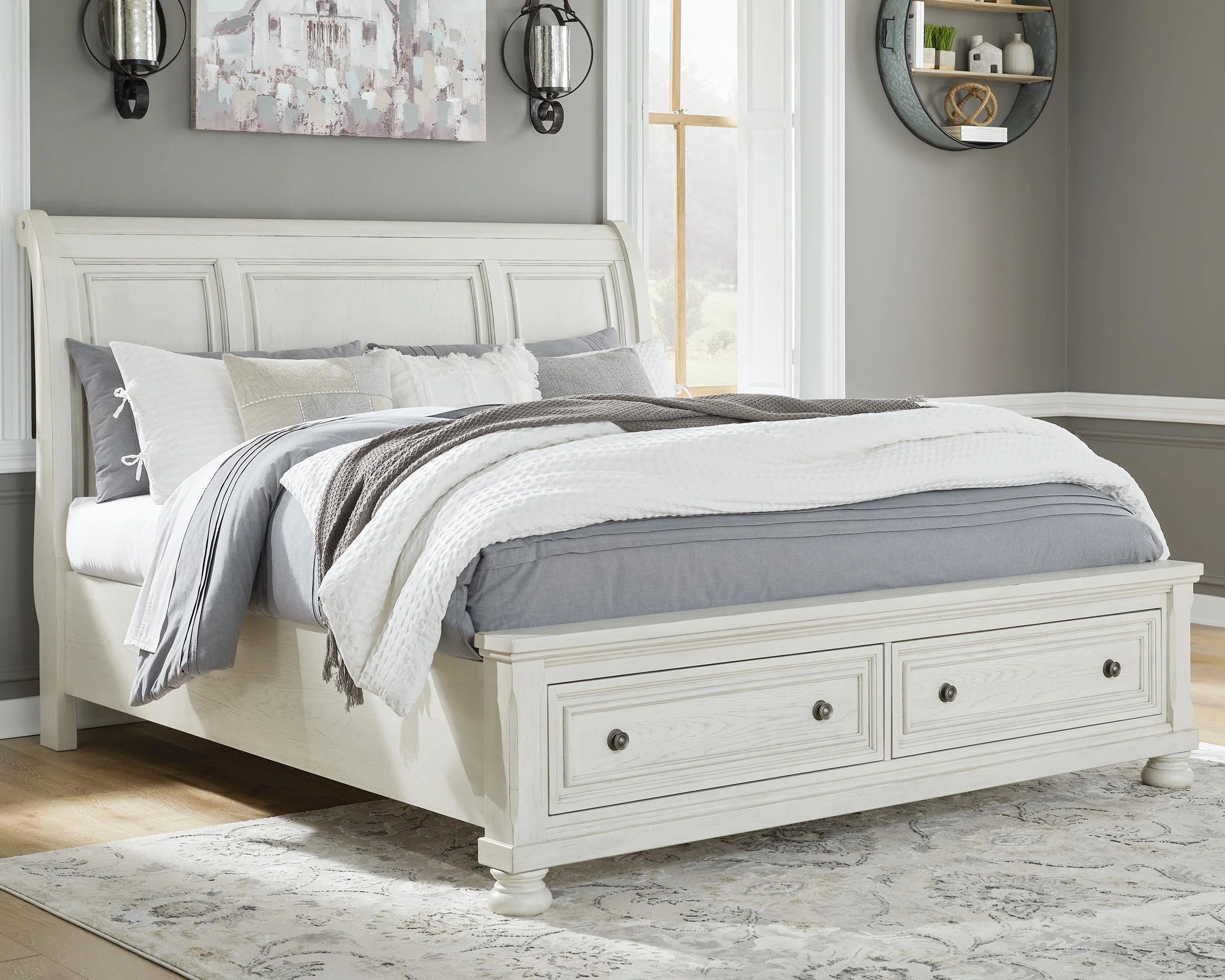 Robbinsdale California King Sleigh Bed with 2 Storage Drawers - Image 2