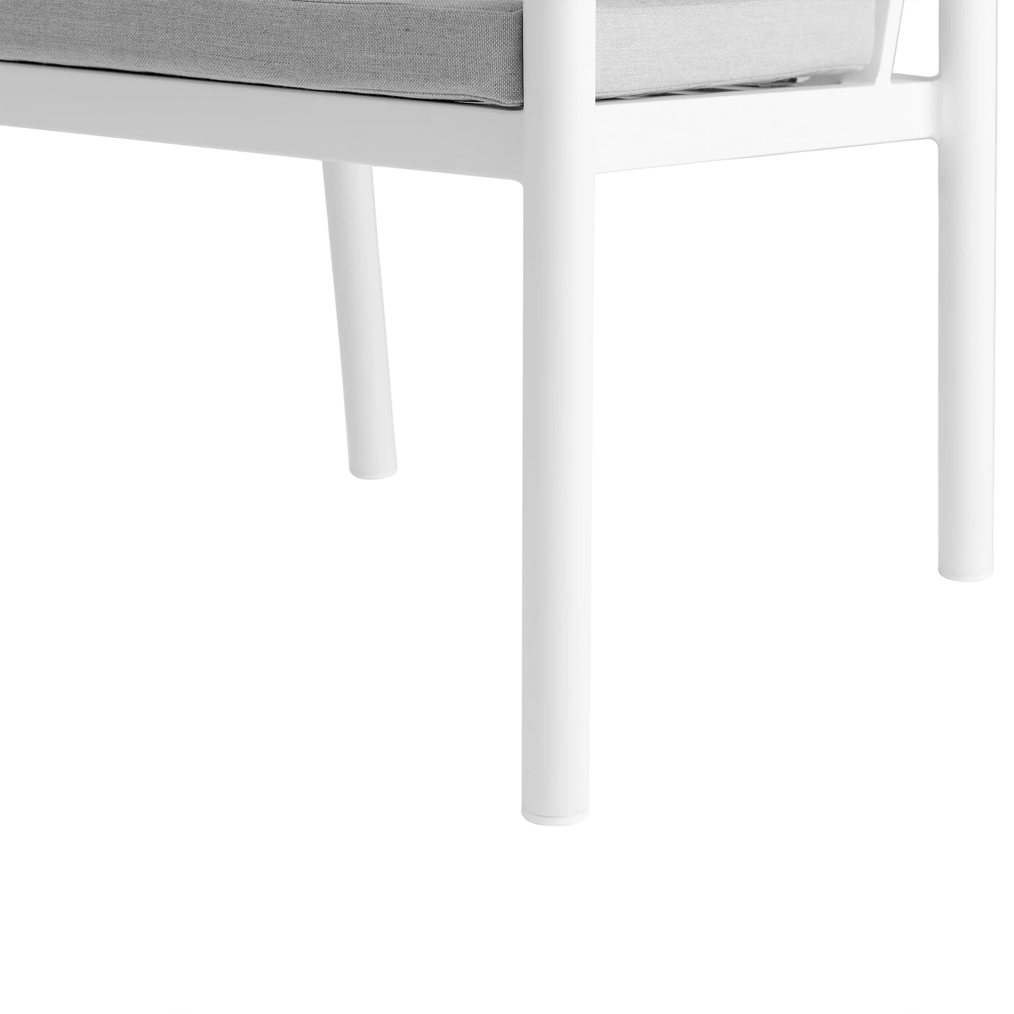 Royal White Aluminum and Teak Outdoor Dining Chair with Light Gray Fabric (Set of 2) - Image 7