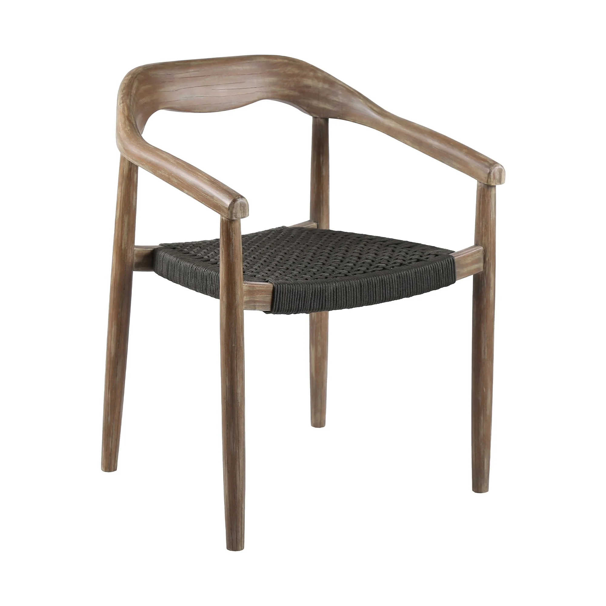 Santo Indoor Outdoor Stackable Dining Chair in Eucalyptus Wood with Charcoal Rope (Set of 2) - Image 3