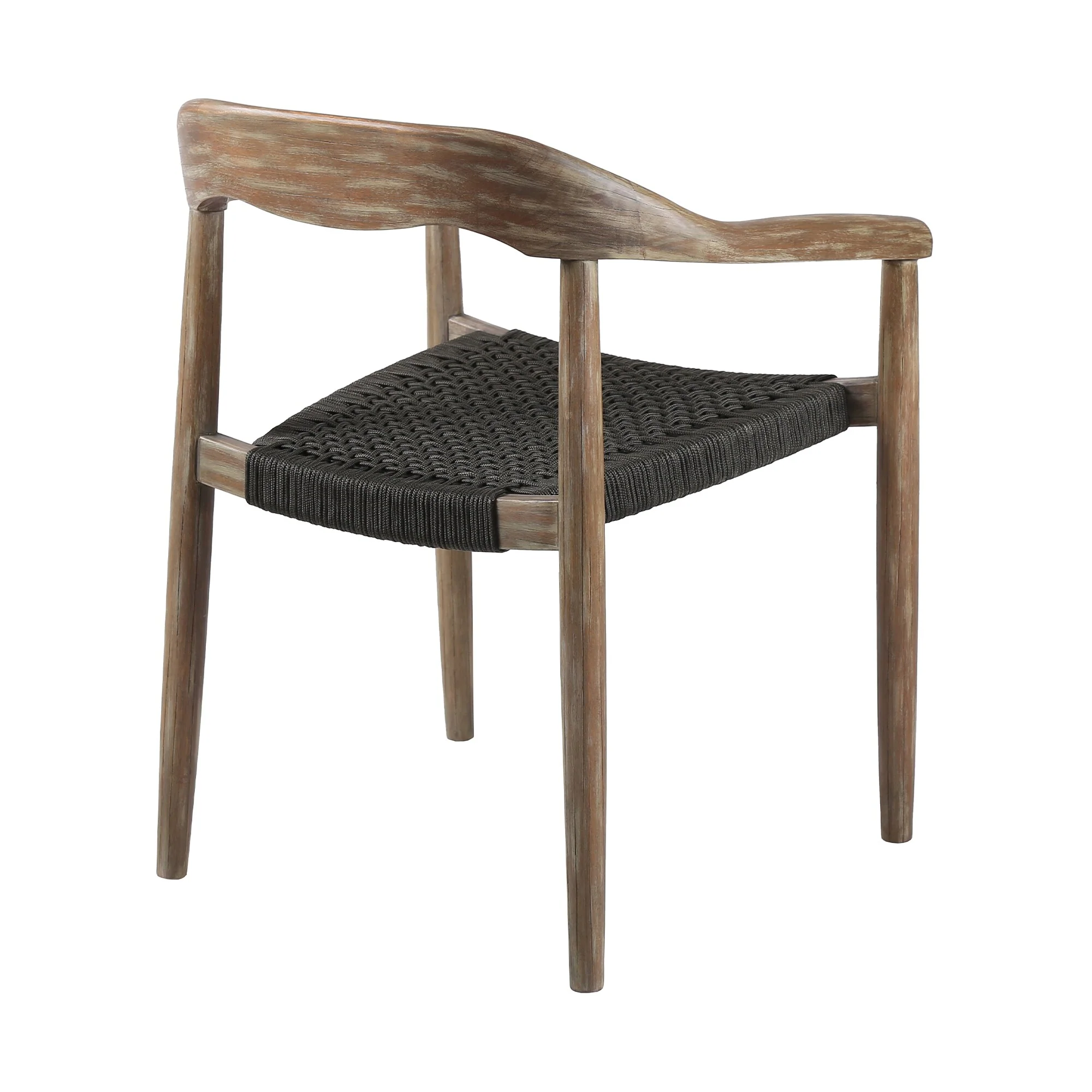 Santo Indoor Outdoor Stackable Dining Chair in Eucalyptus Wood with Charcoal Rope (Set of 2) - Image 4