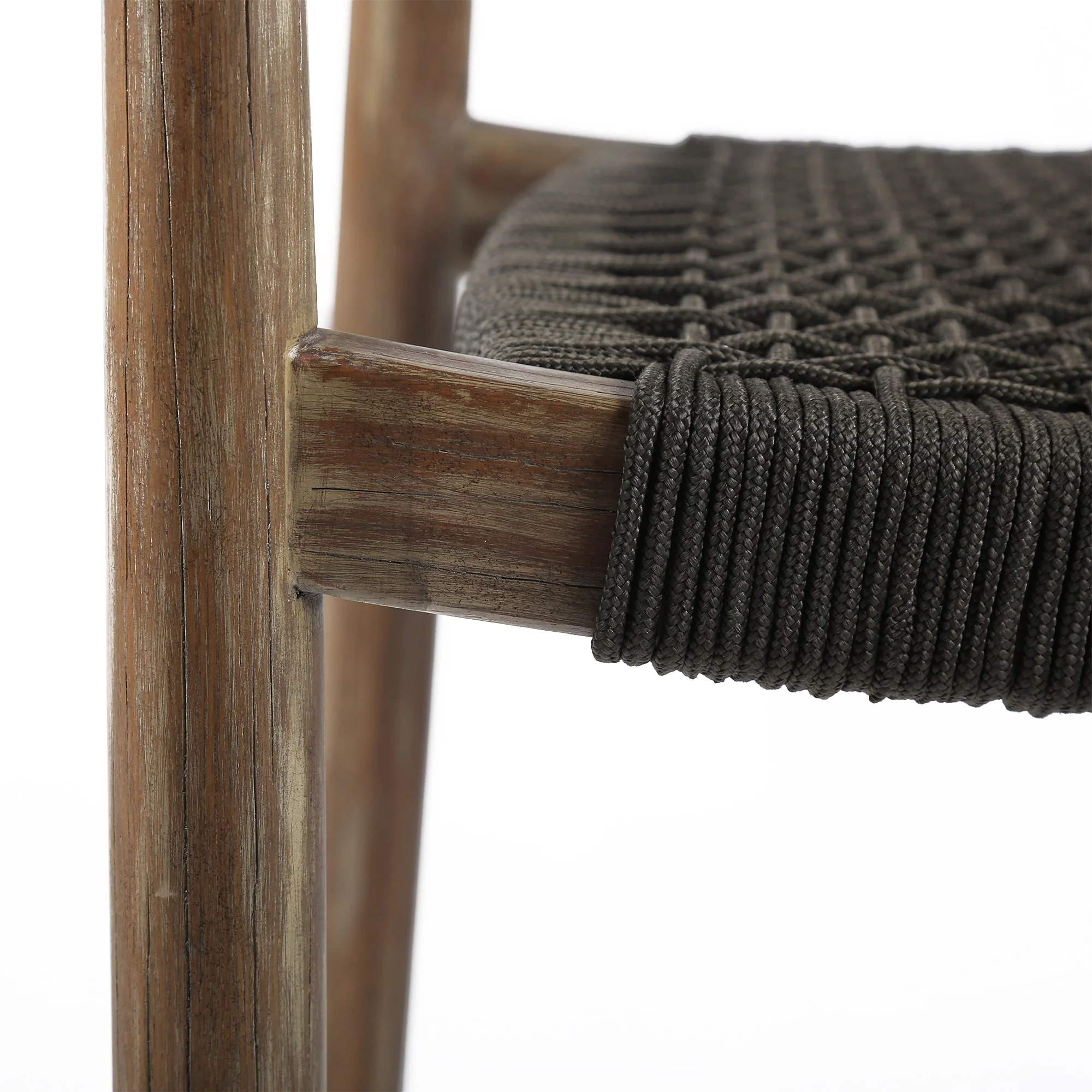 Santo Indoor Outdoor Stackable Dining Chair in Eucalyptus Wood with Charcoal Rope (Set of 2) - Image 6