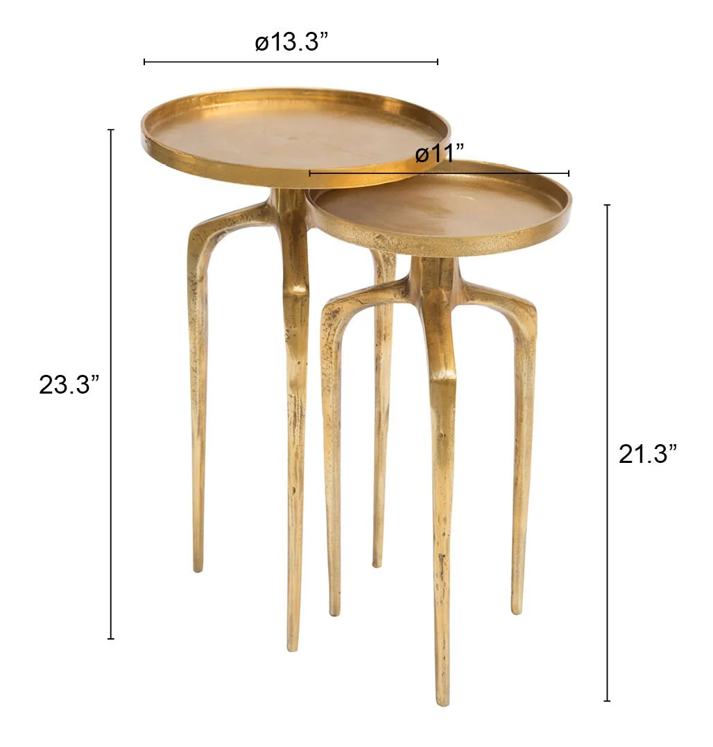 Set of 2 Como Accent Tables Antique Gold - Image 3
