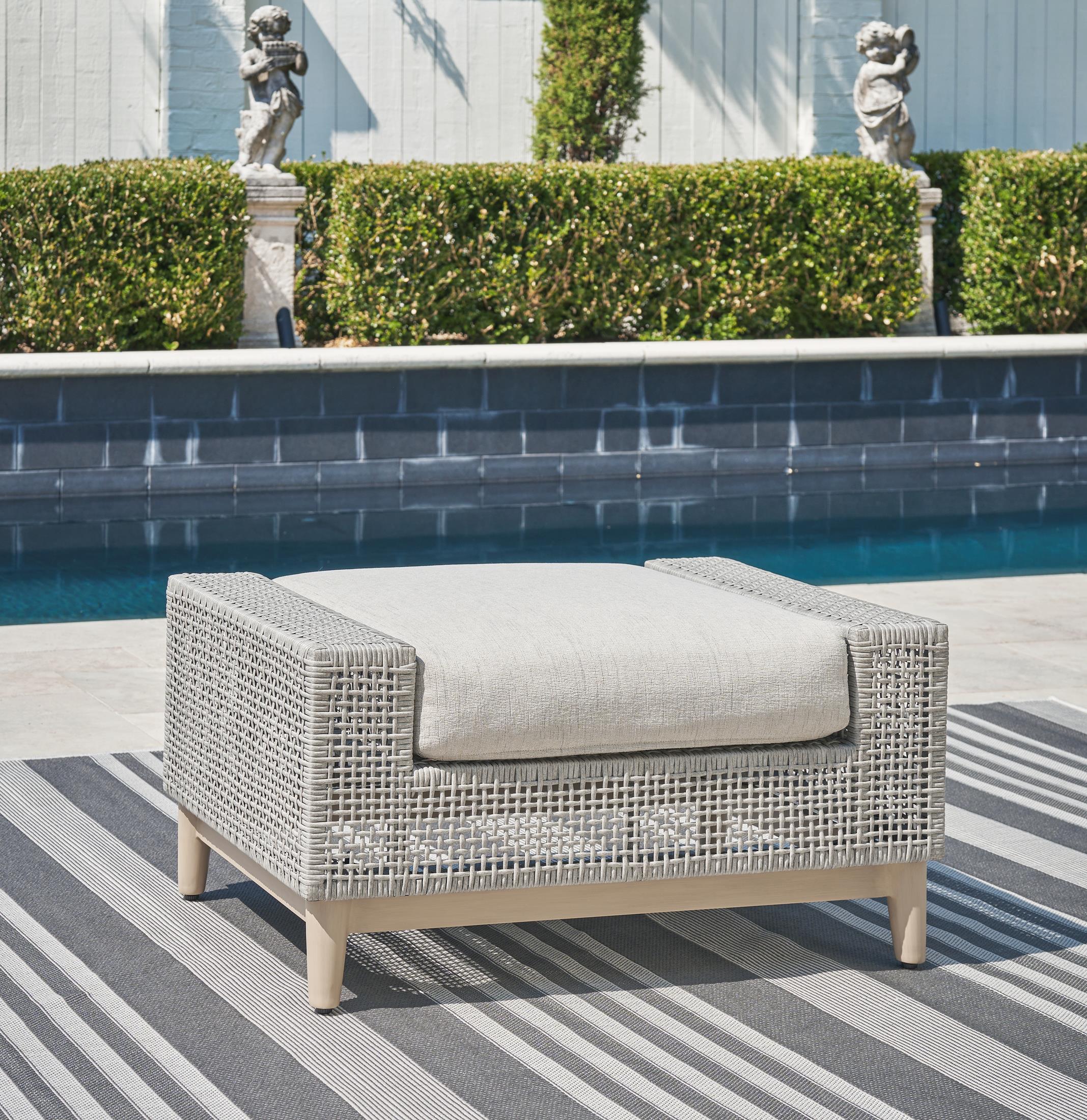 Ashley Seton Creek Outdoor Patio Ottoman with Cushion - Image 5