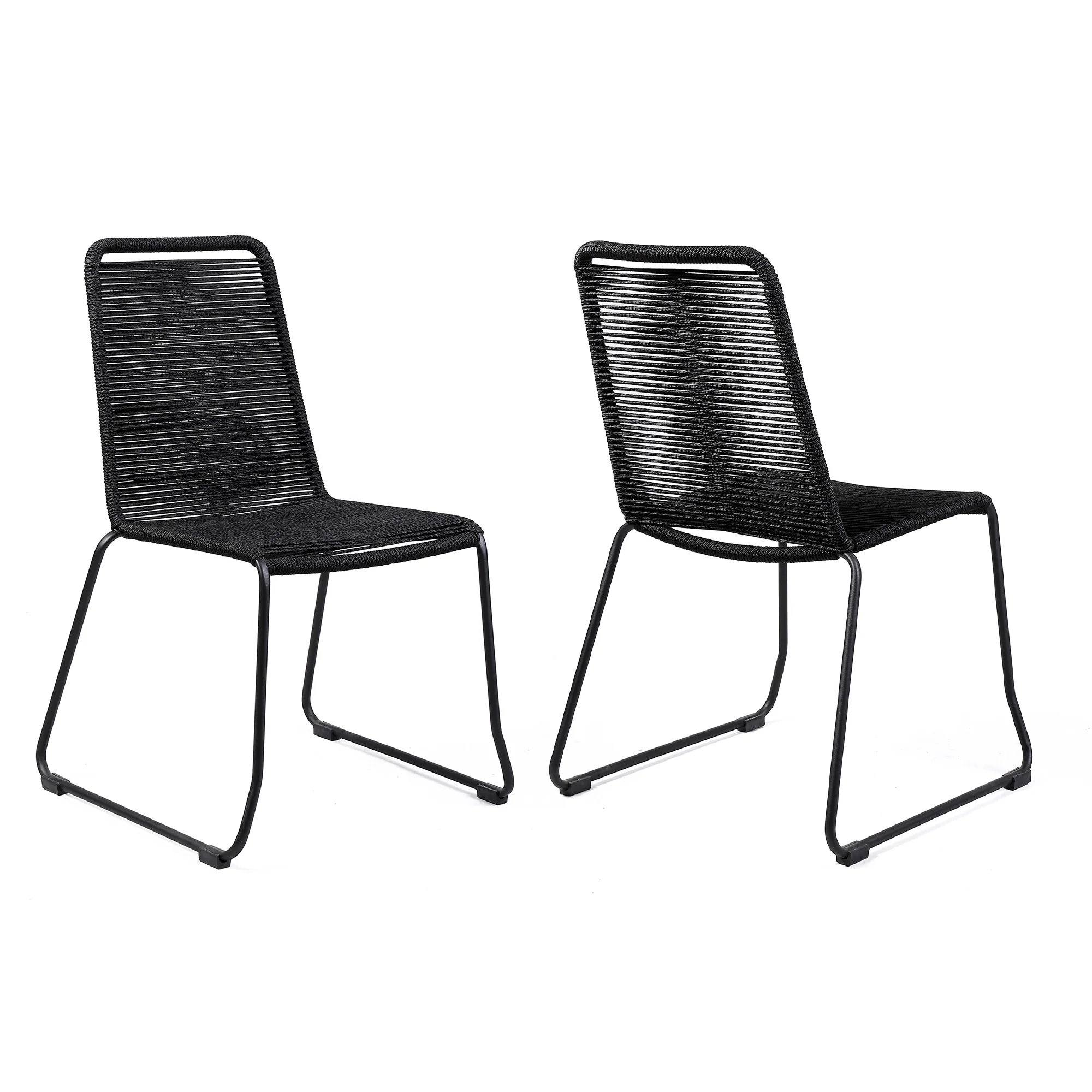Shasta Outdoor Metal and Rope Stackable Dining Chair (Set of 2) - Image 2