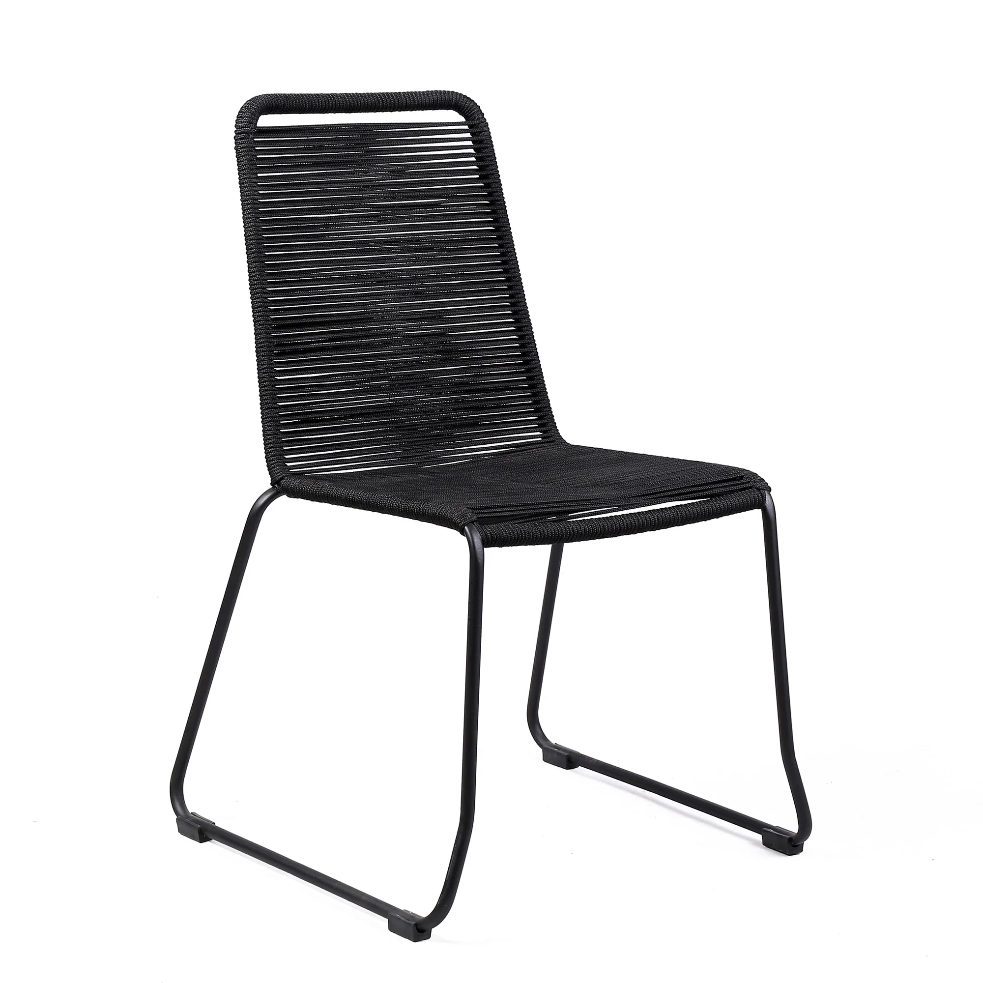 Shasta Outdoor Metal and Rope Stackable Dining Chair (Set of 2) - Image 3
