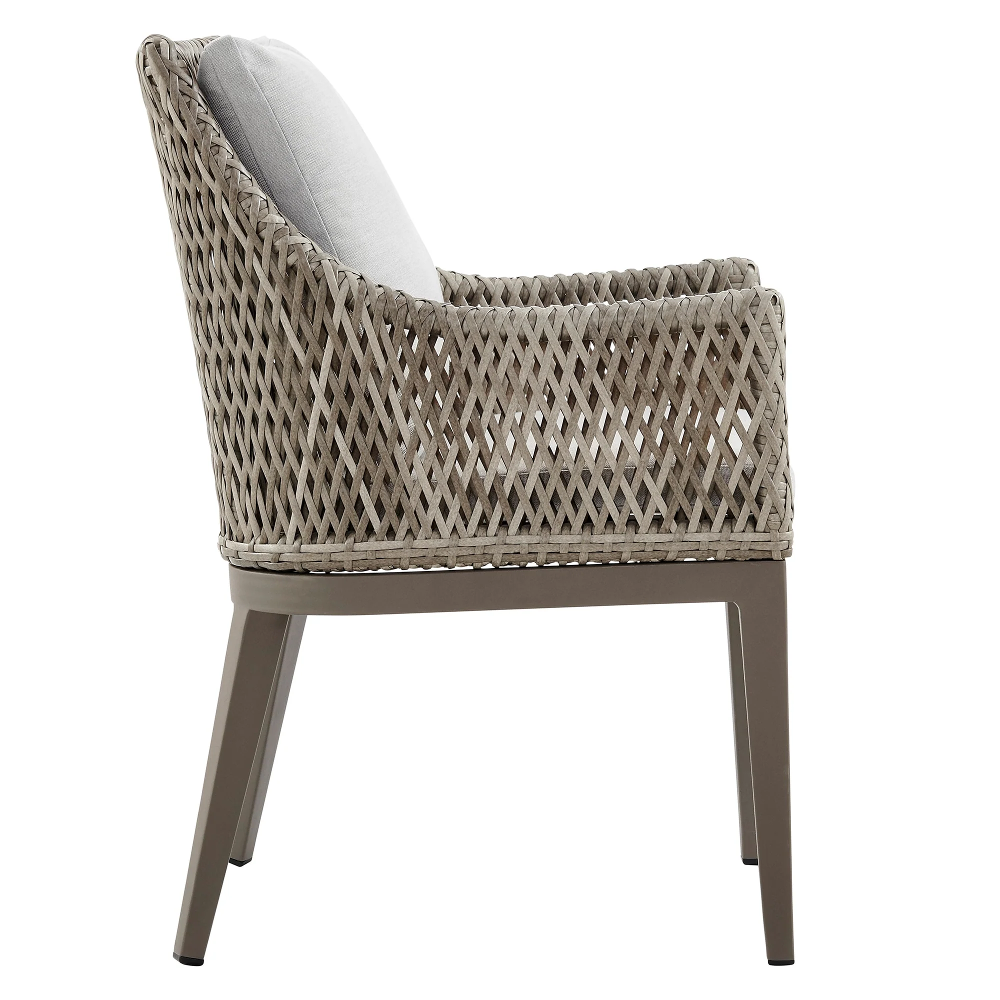 Silvana Outdoor Wicker and Aluminum Gray Dining Chair with Beige Cushions (Set of 2) - Image 4