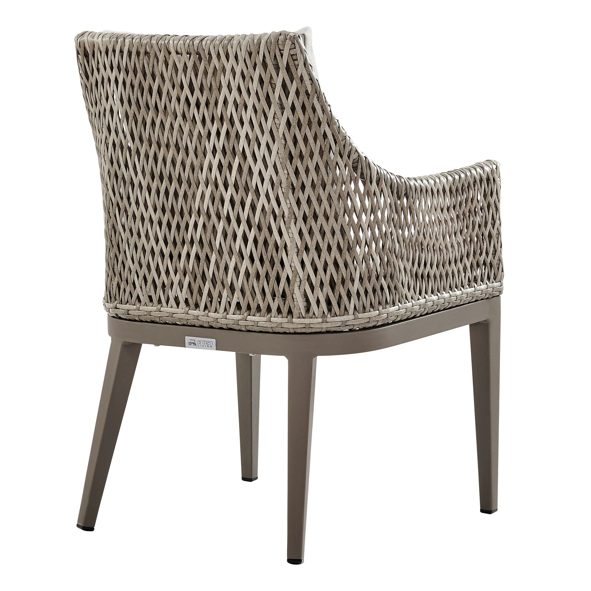 Silvana Outdoor Wicker and Aluminum Gray Dining Chair with Beige Cushions (Set of 2) - Image 5