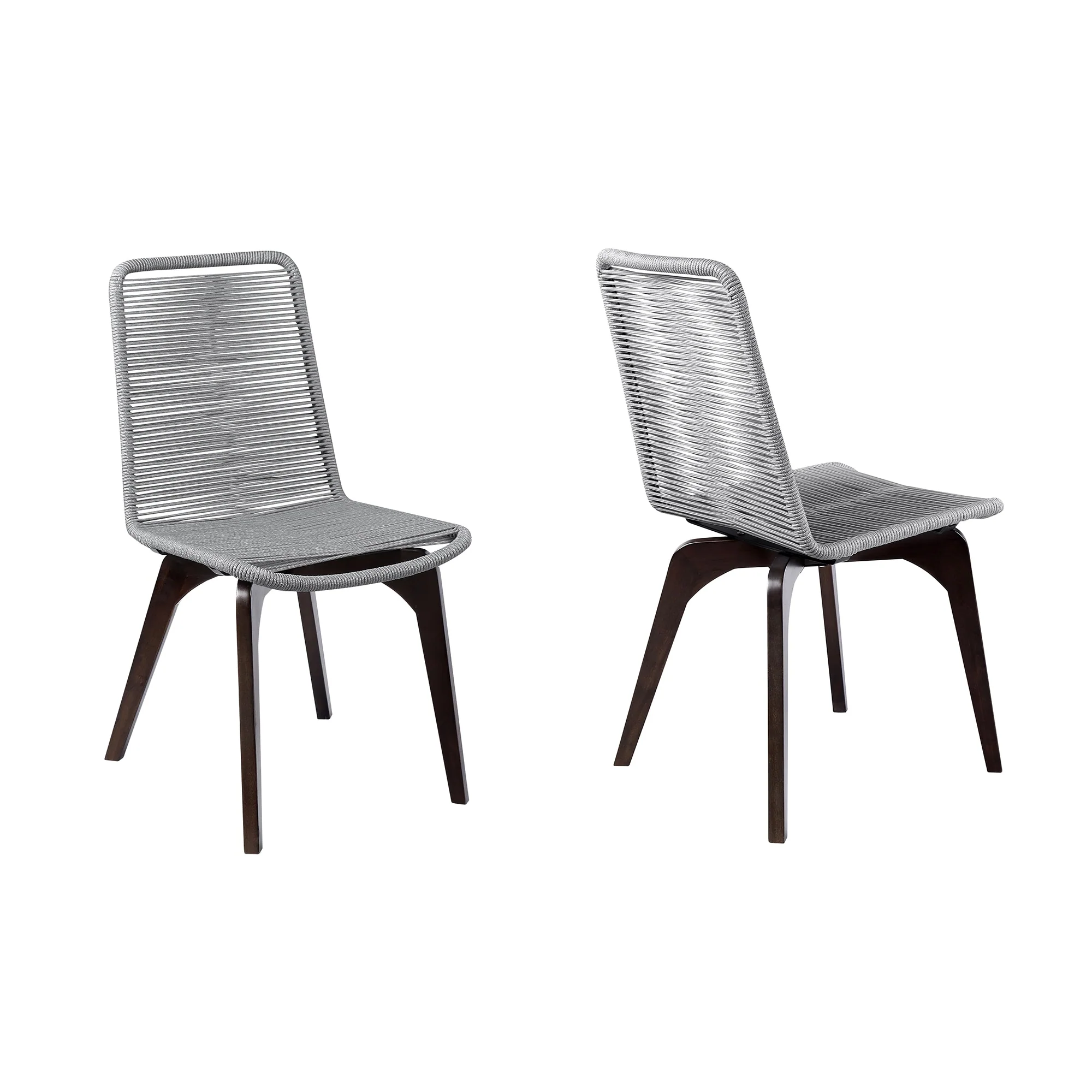 Snack Indoor Outdoor Stackable Steel Dining Chair with Gray Rope (Set of 2) - Image 2