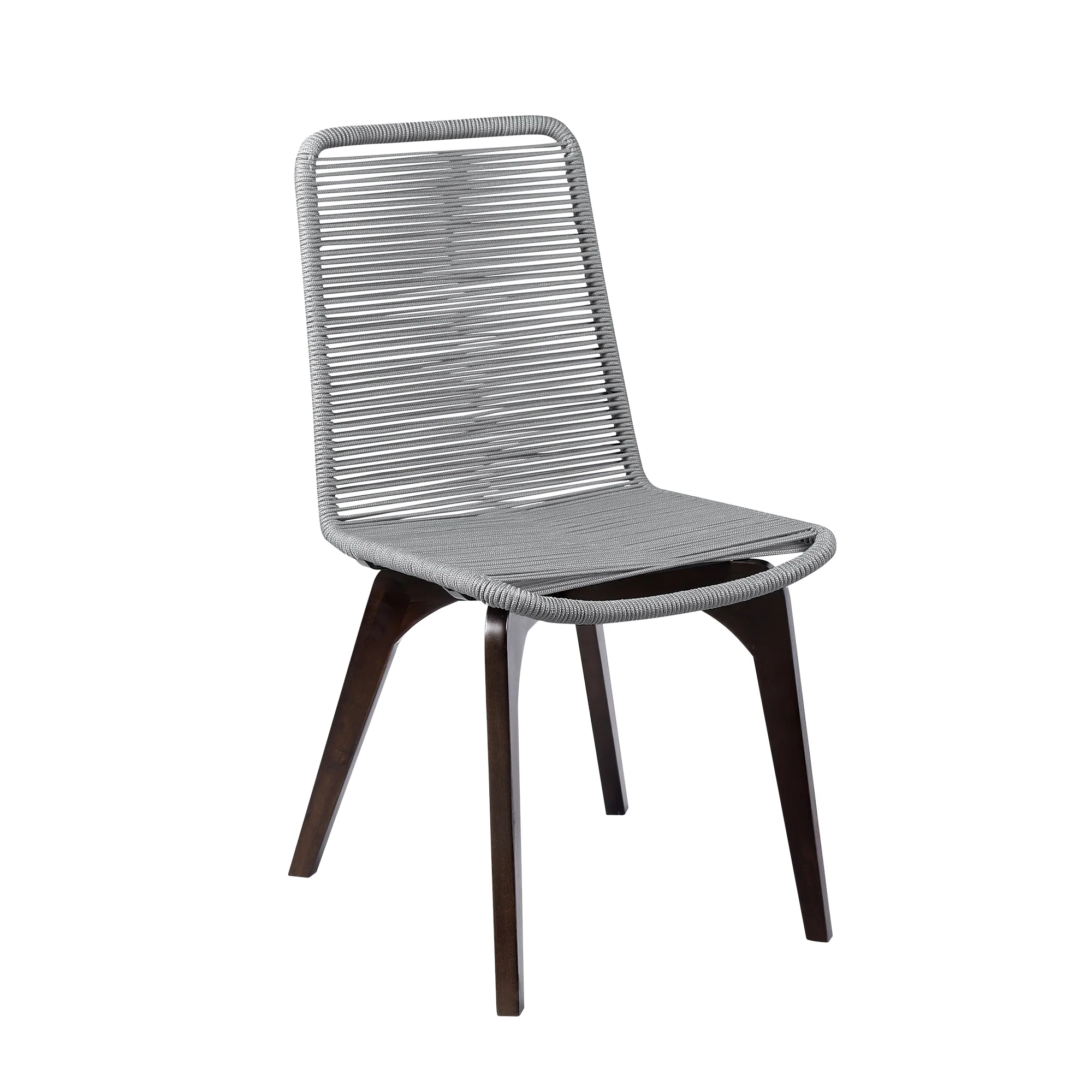 Snack Indoor Outdoor Stackable Steel Dining Chair with Gray Rope (Set of 2) - Image 3
