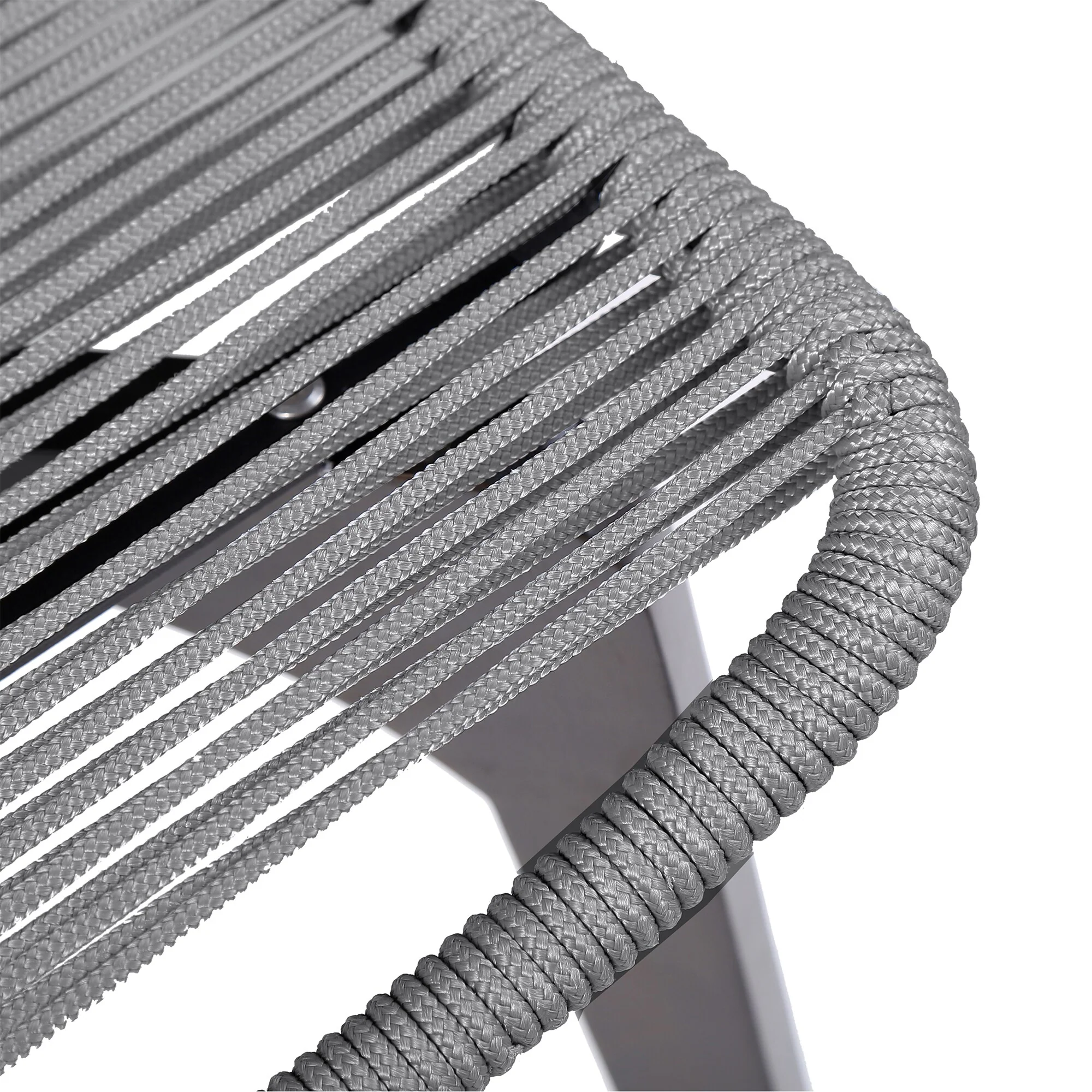 Snack Indoor Outdoor Stackable Steel Dining Chair with Gray Rope (Set of 2) - Image 8