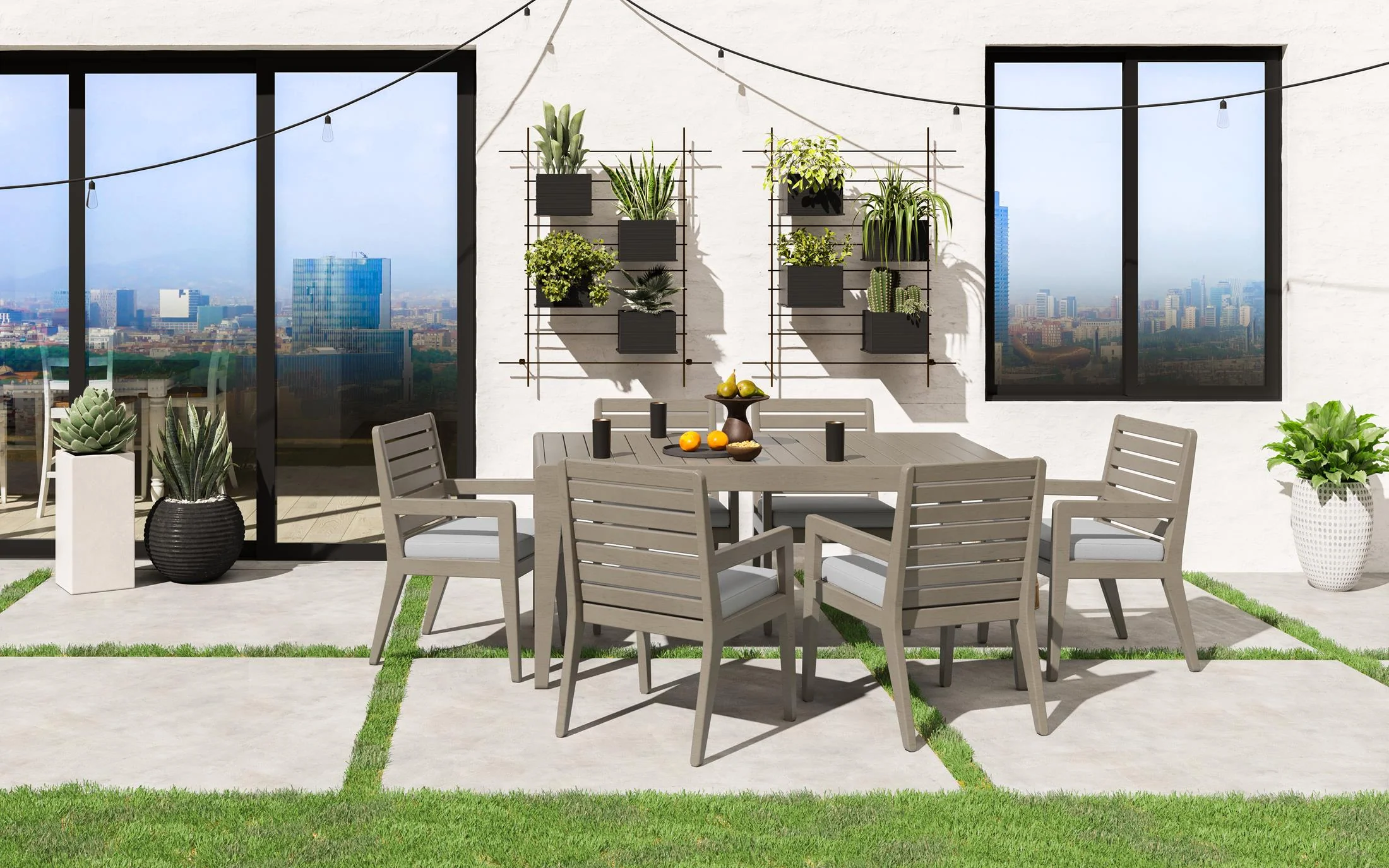 Sustain Outdoor Dining Table and Six Armchairs - Image 2