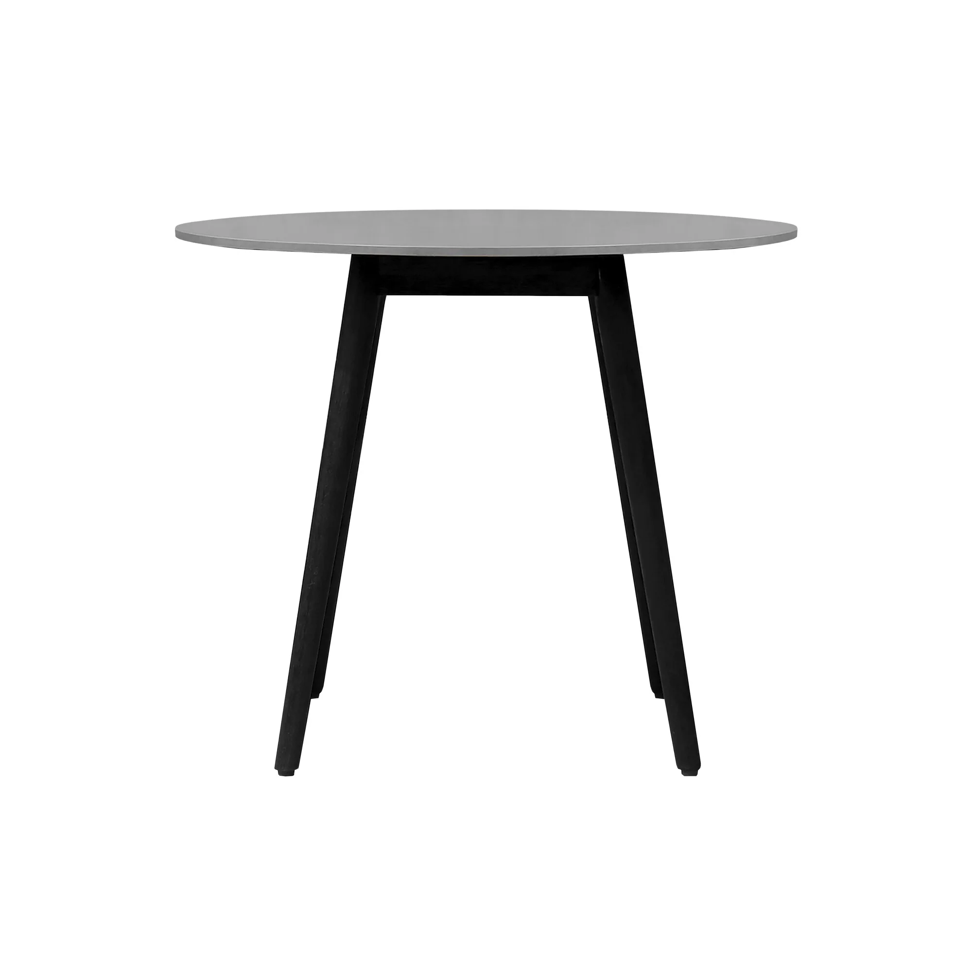 Sydney Outdoor Patio Round 36" Dining Table in Black Eucalyptus and Gray Stone - Image 2