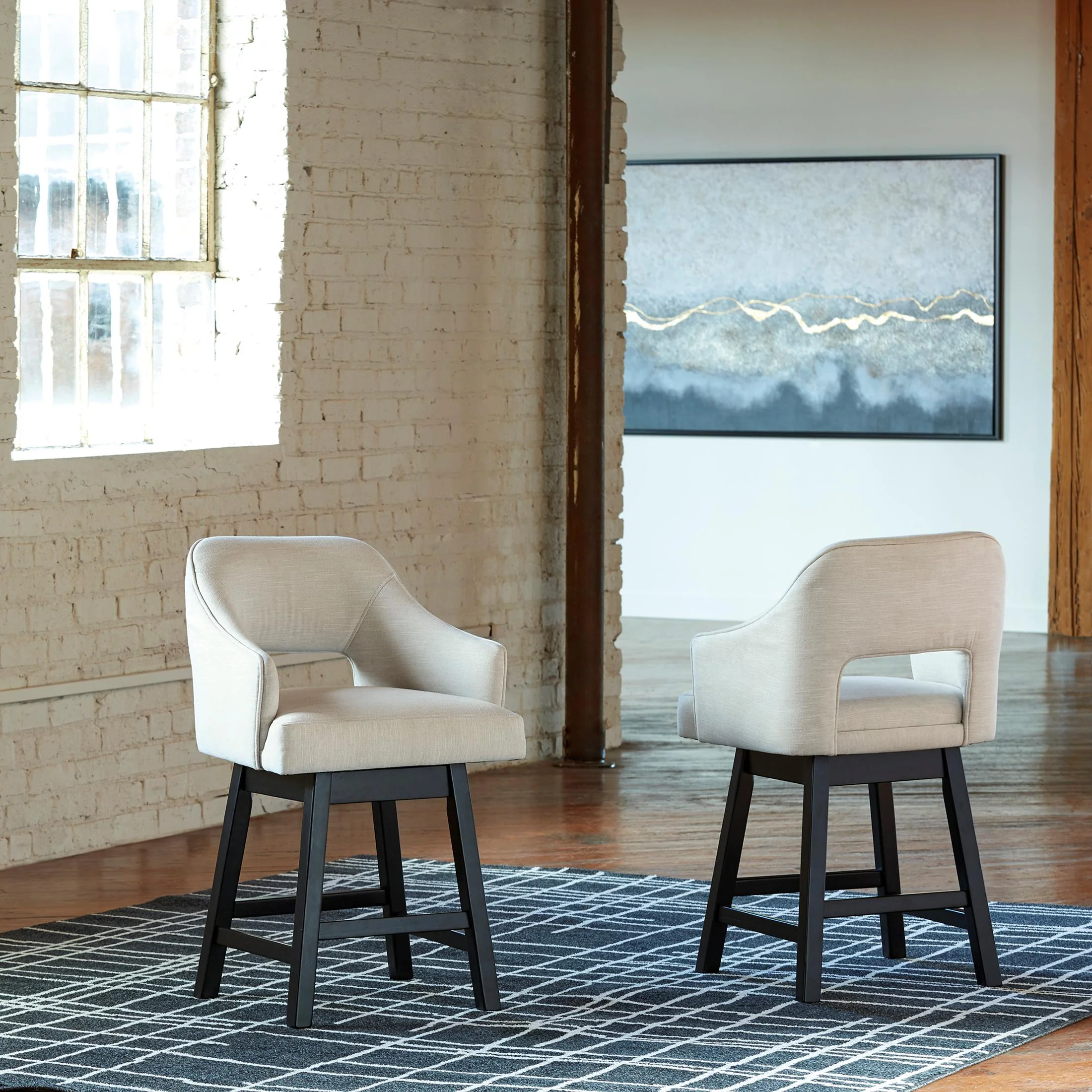 Tallenger Counter Height Upholstered Swivel Bar Stool (Set of 2) - Image 3