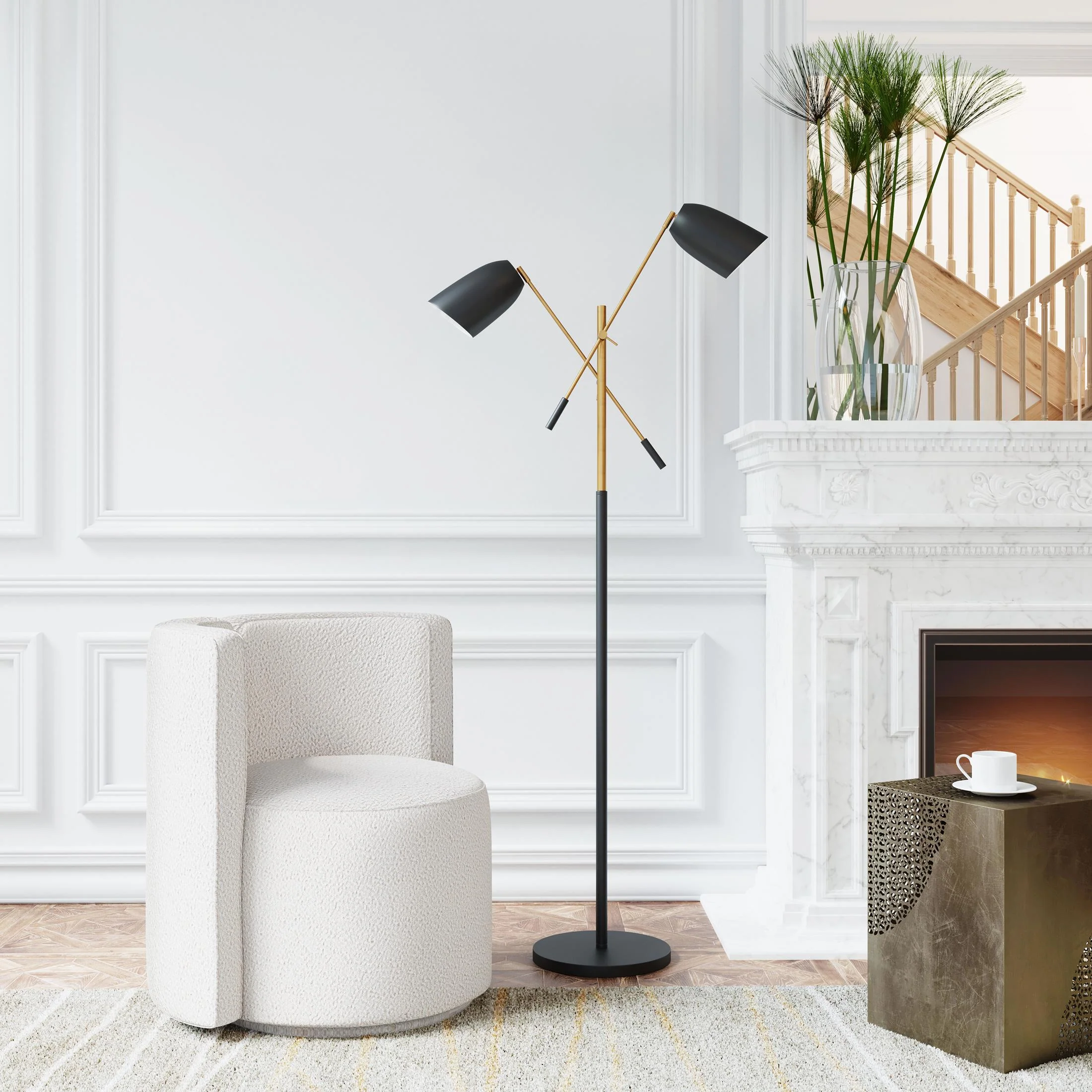 Tanner Floor Lamp Black & Brass - Image 2