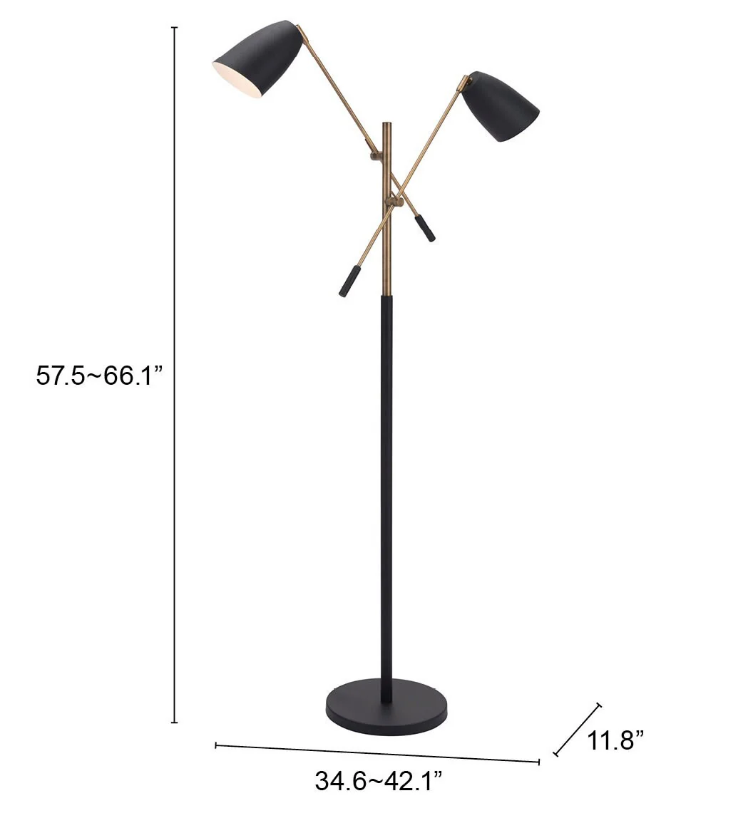 Tanner Floor Lamp Black & Brass - Image 3