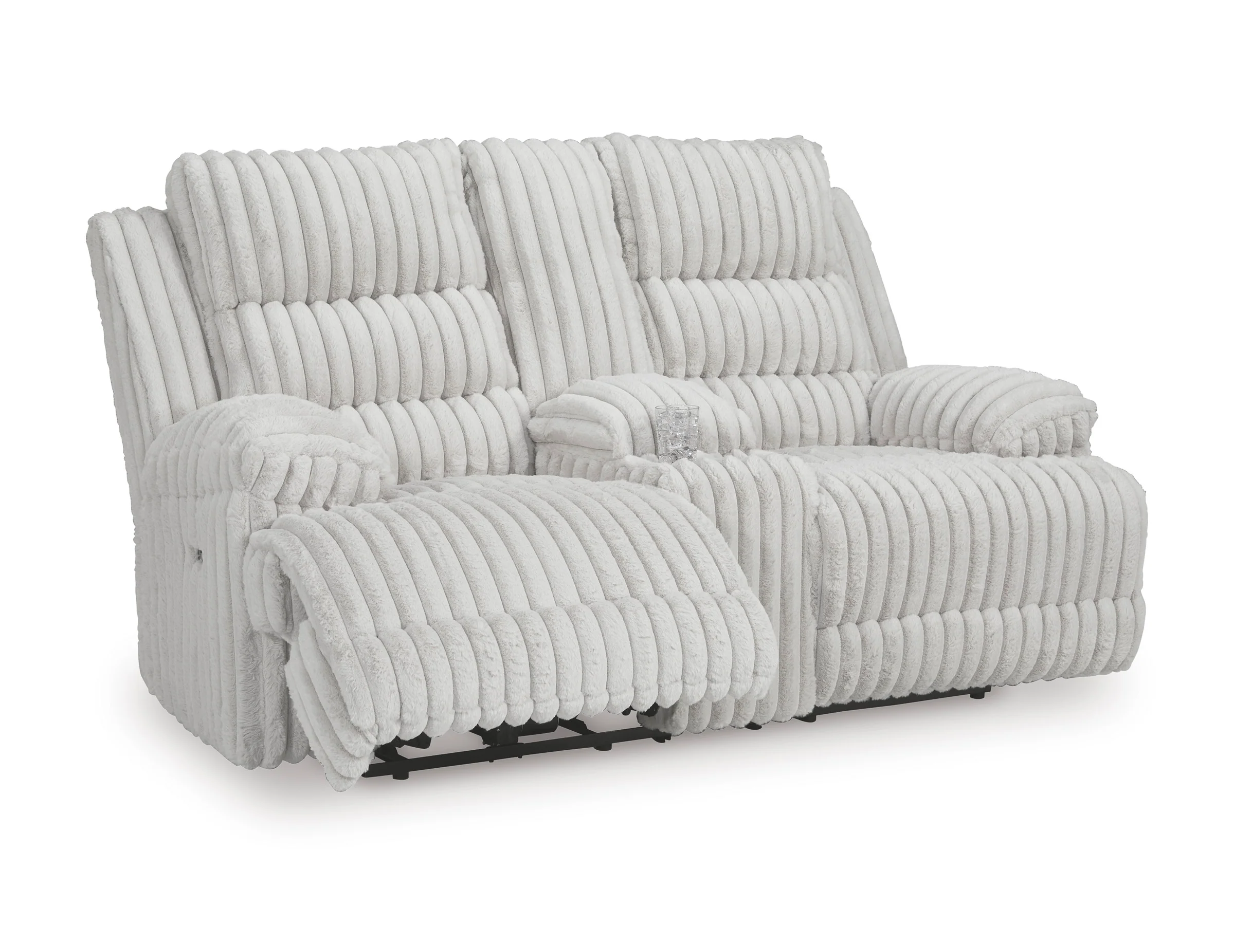 Technique Double Reclining Power Loveseat with Console - Image 4