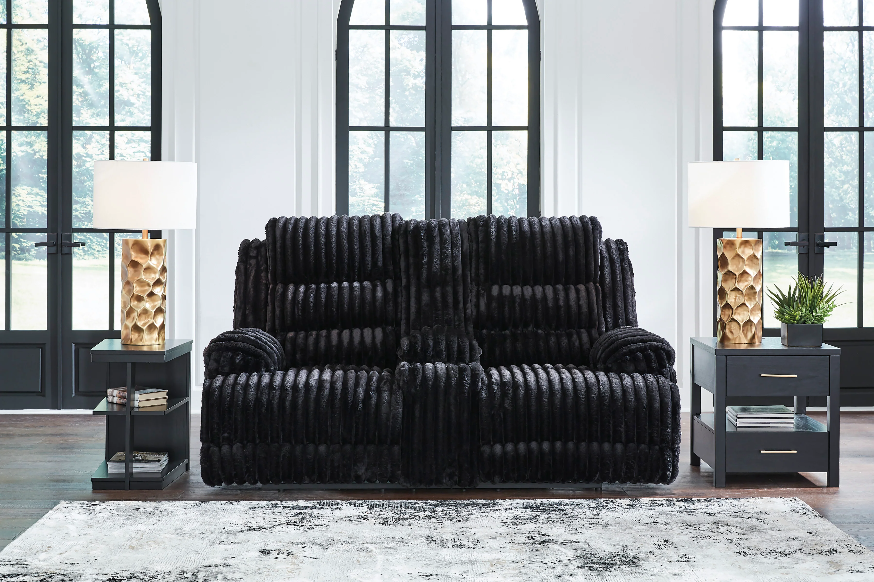 Technique Double Reclining Power Loveseat with Console - Image 9