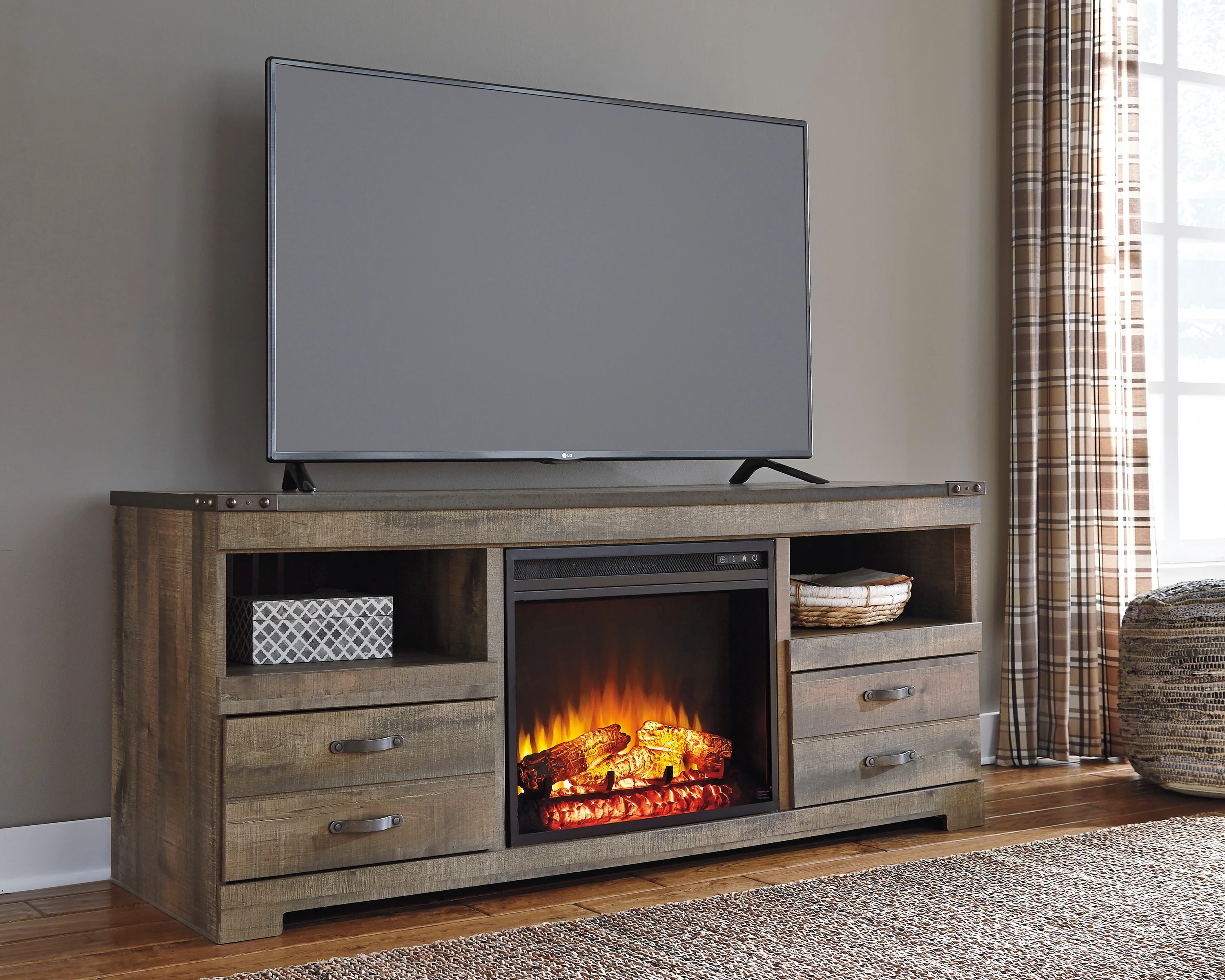 Trinell 63" TV Stand with Fireplace Option - Image 2