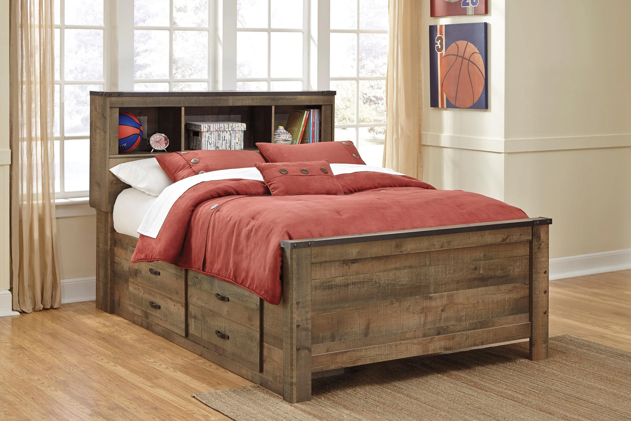 Trinell Full Panel Bed with 2 Storage Drawers - Image 2