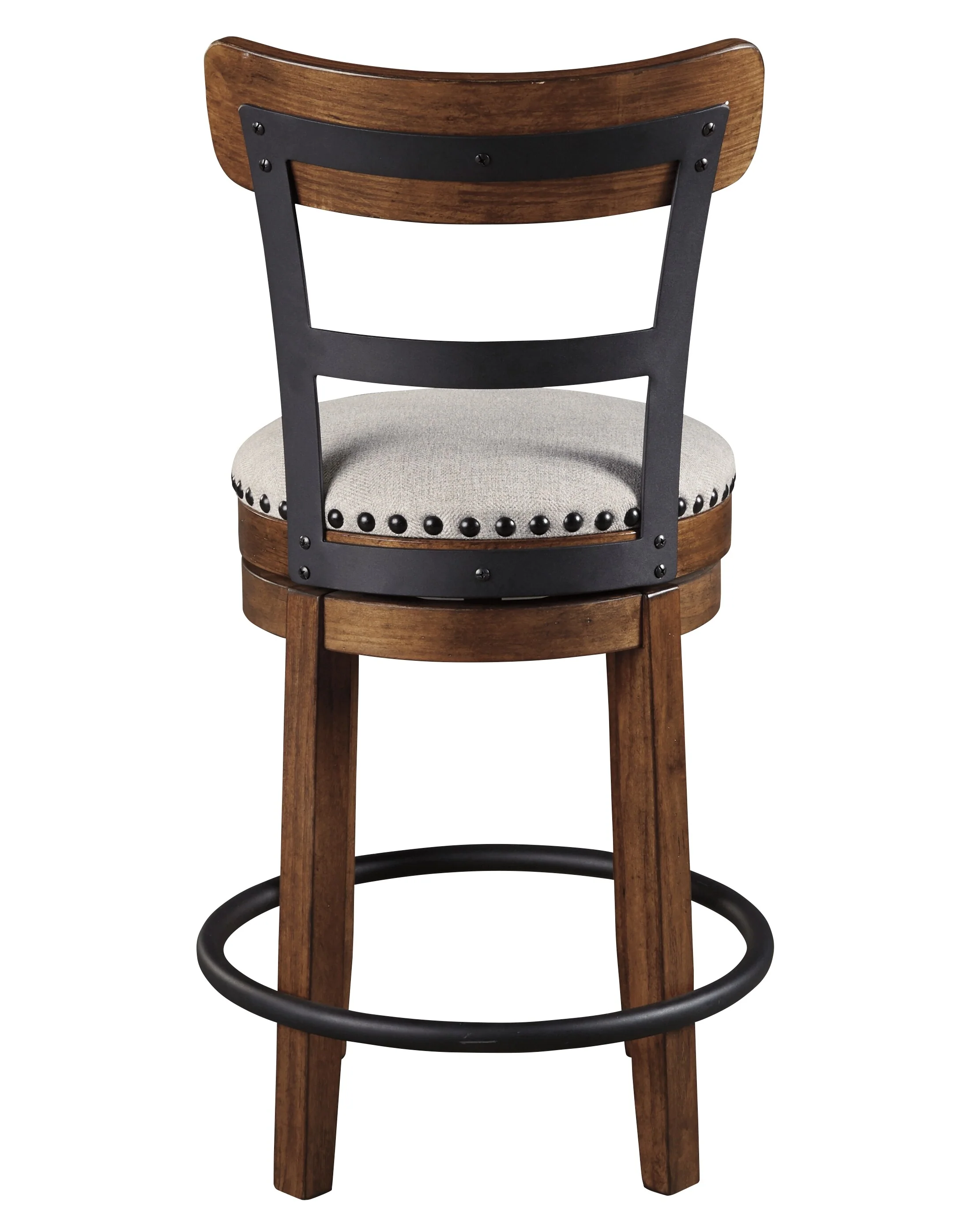 Ashley Valebeck Counter Height Upholstered Swivel Bar Stool with Contoured Back - Image 4