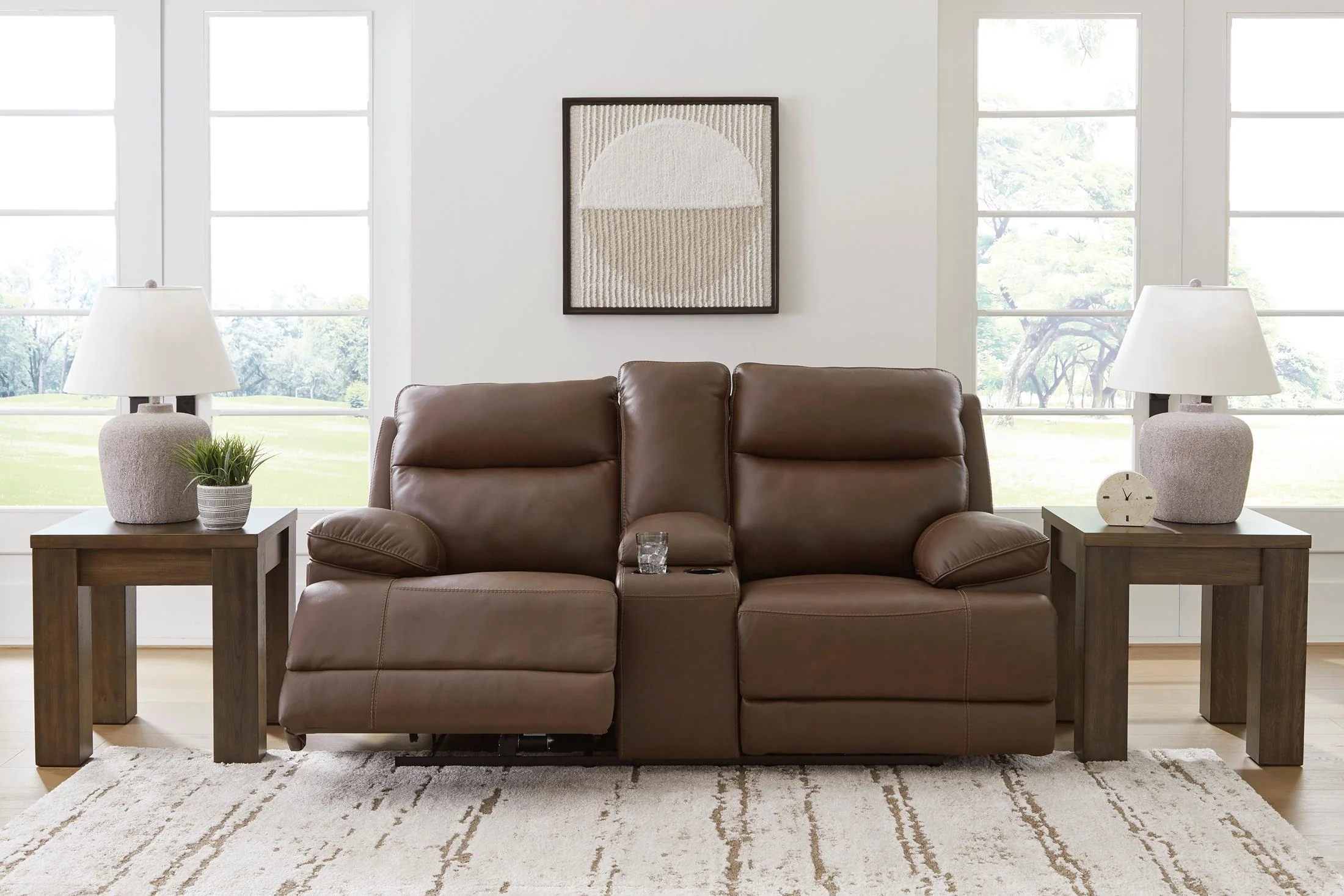 VonRyan Leather Power Reclining Console Loveseat - Image 2