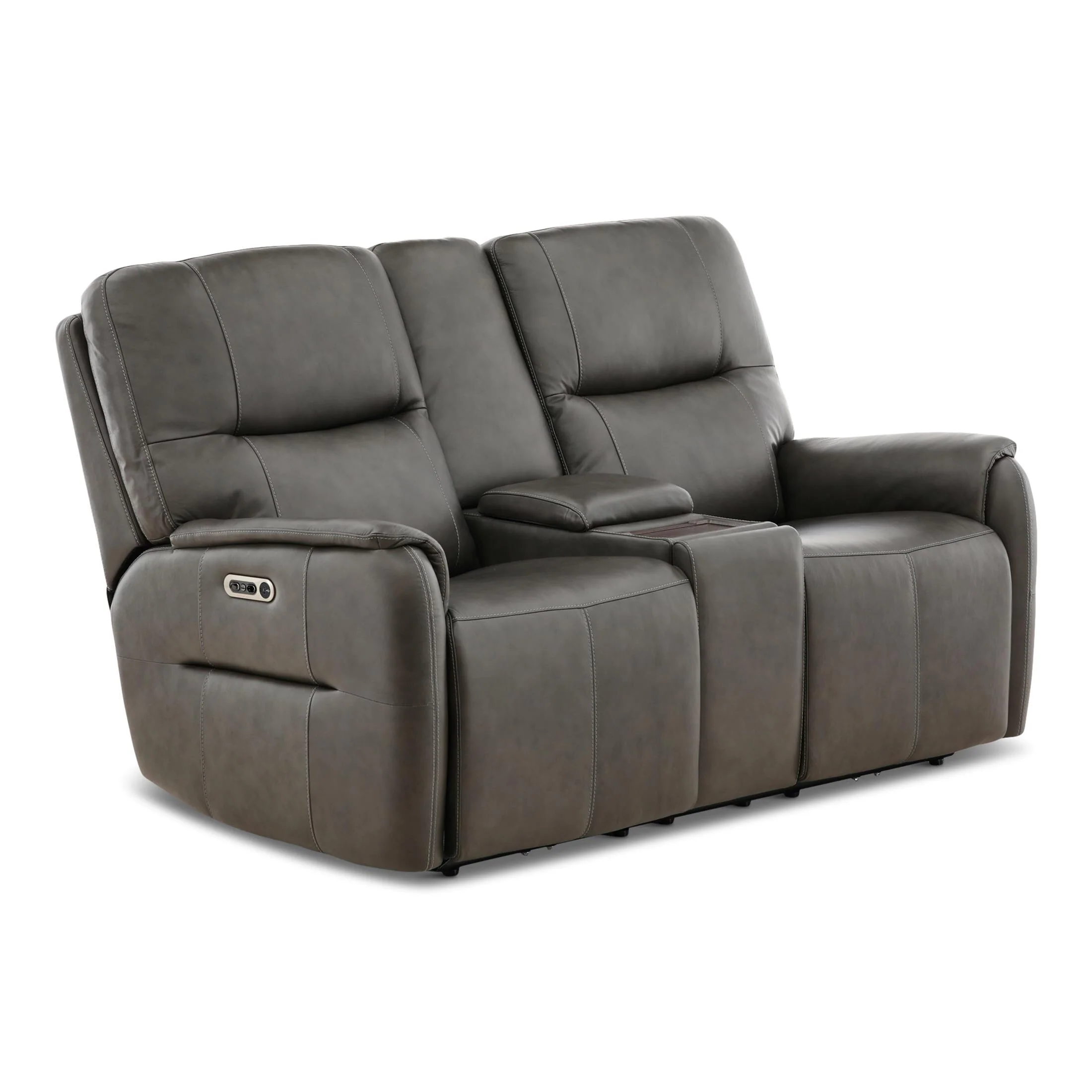 Flexsteel Walker Leather Power Reclining Console Loveseat - Image 16