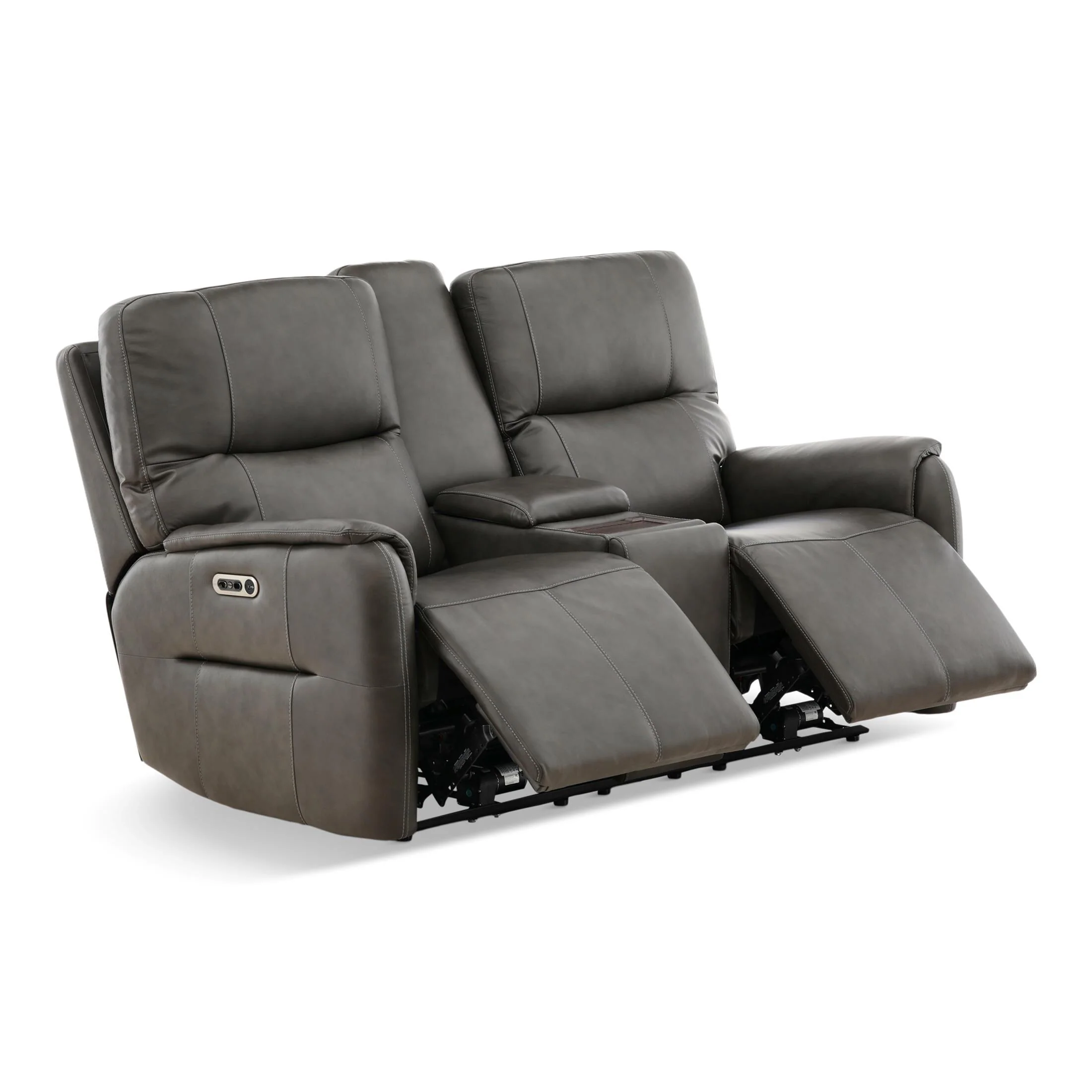 Flexsteel Walker Leather Power Reclining Console Loveseat - Image 17