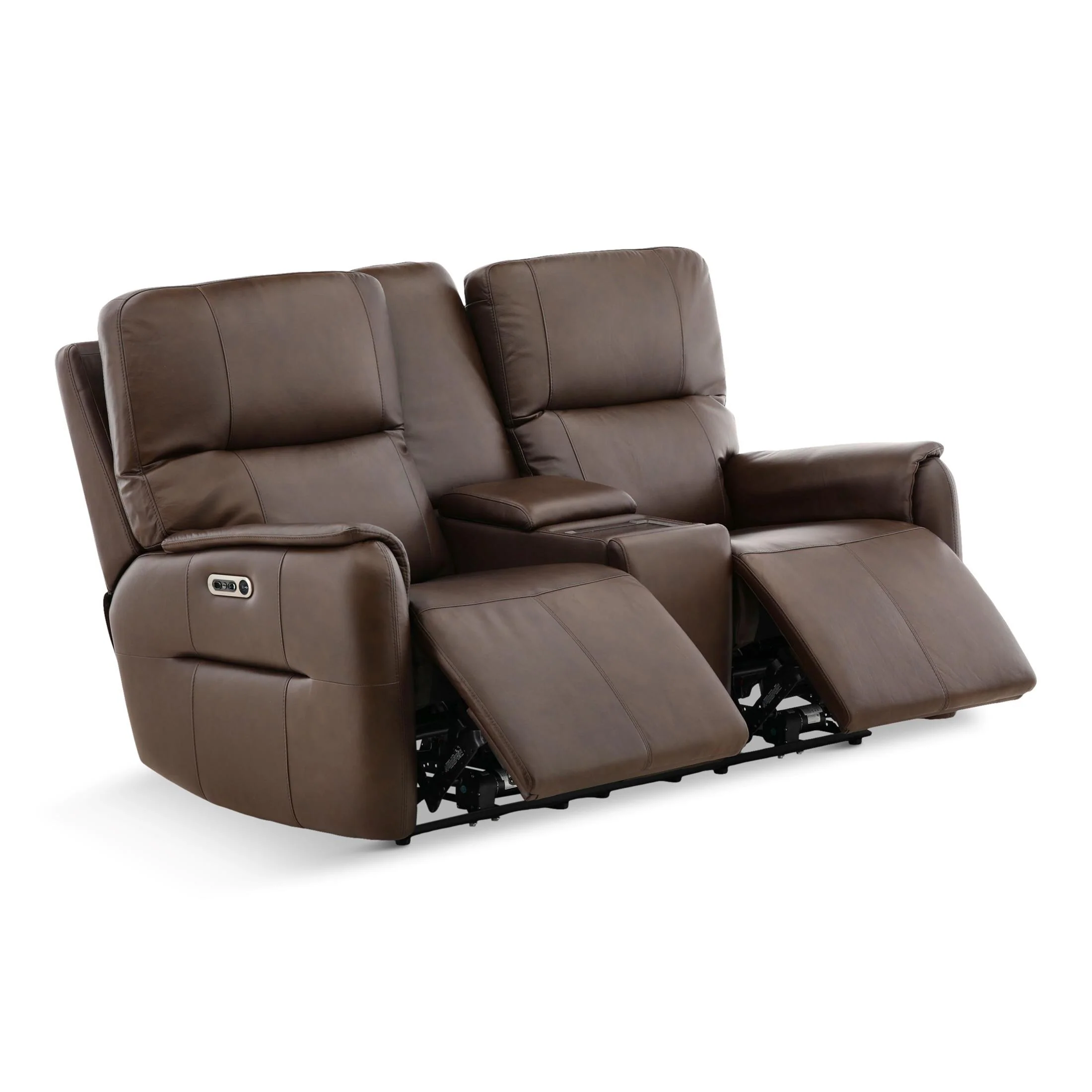 Flexsteel Walker Leather Power Reclining Console Loveseat - Image 5
