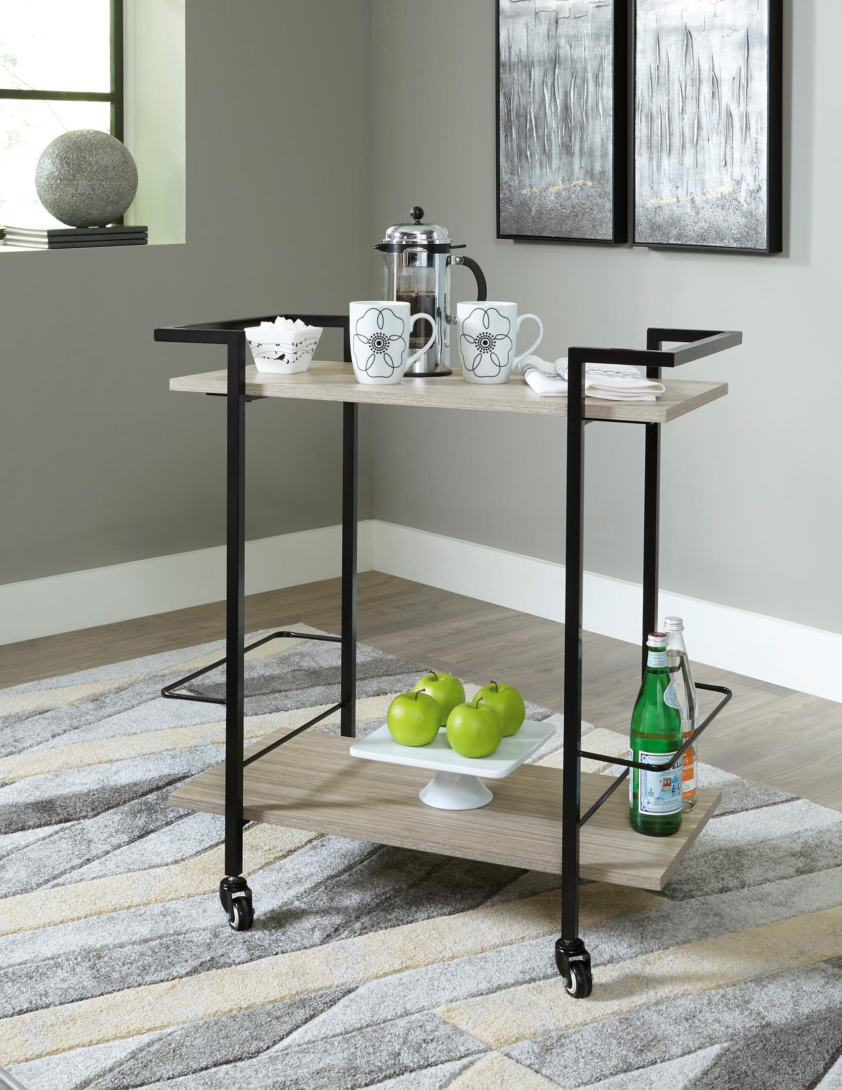 Waylowe Bar Cart with 2 Bottle Holders and Casters - Image 2