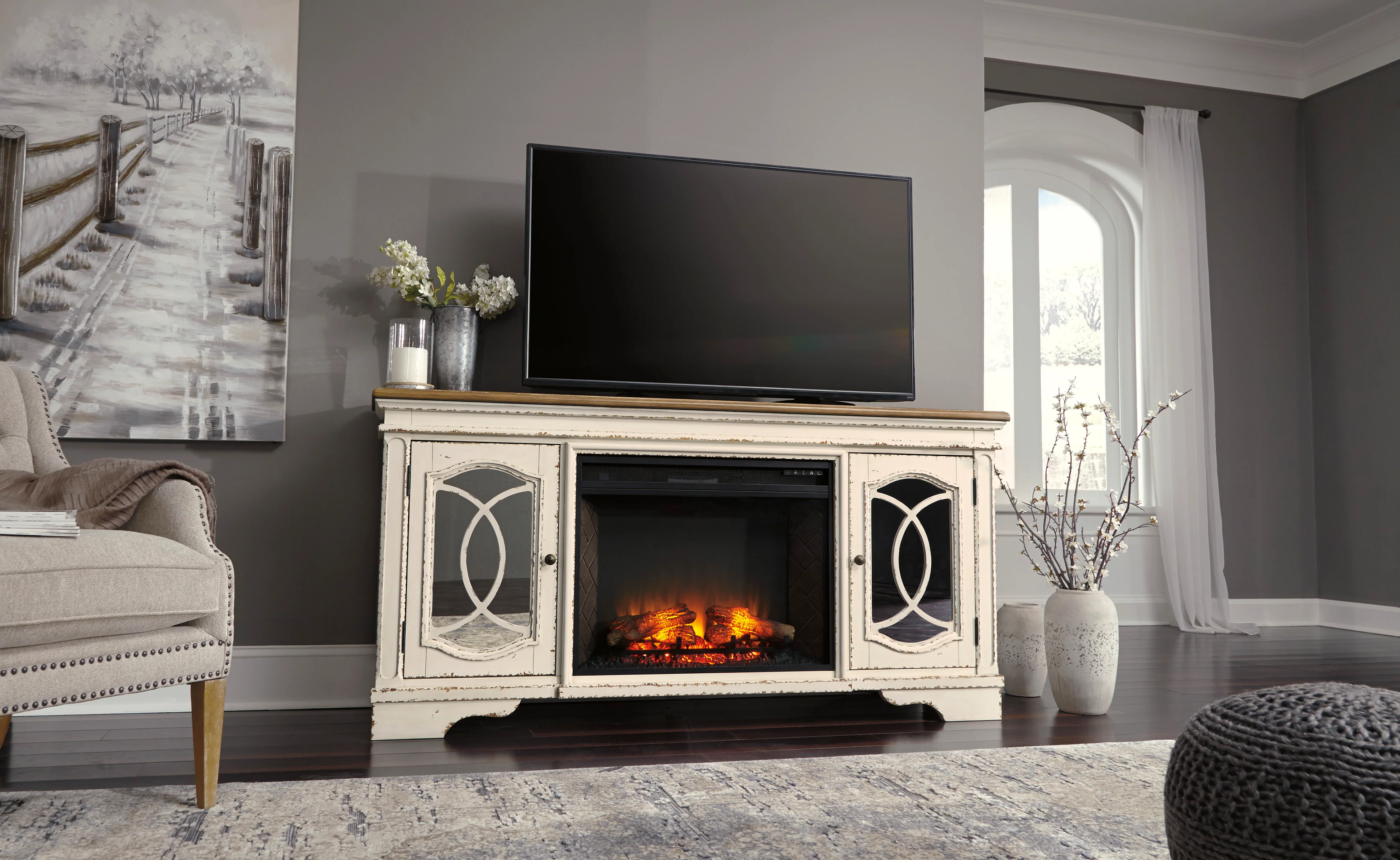 Realyn XL TV Stand with Fireplace Option - Image 2